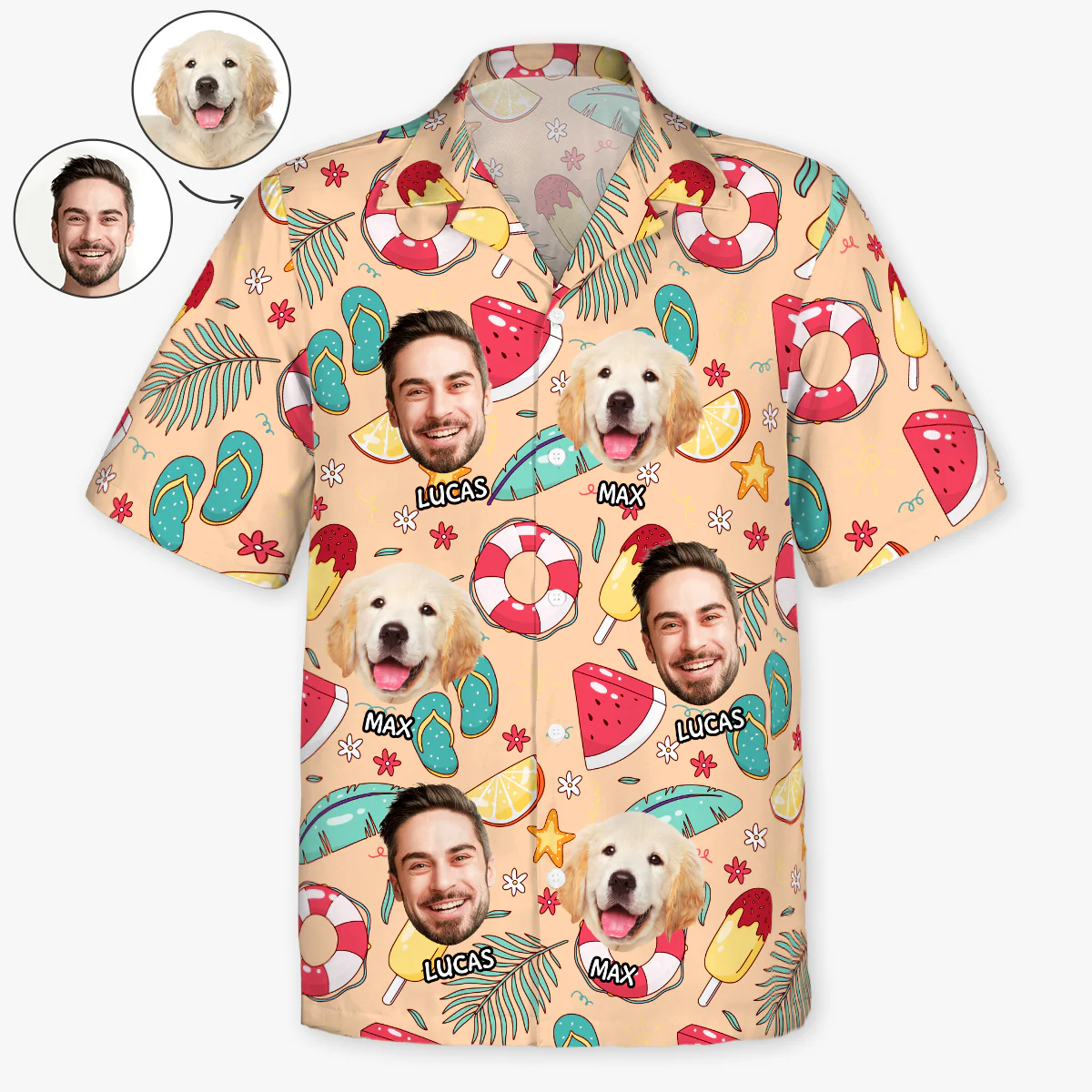 Chemises Hawaïennes Homme Femme Personnalisées Avec Photo - Cadeau Été Pour Plage