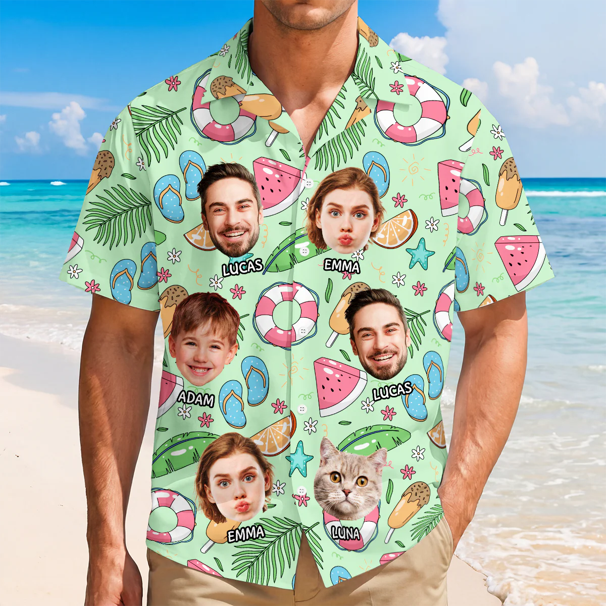 Chemises Hawaïennes Homme Femme Personnalisées Avec Photo - Cadeau Été Pour Plage - Image 2