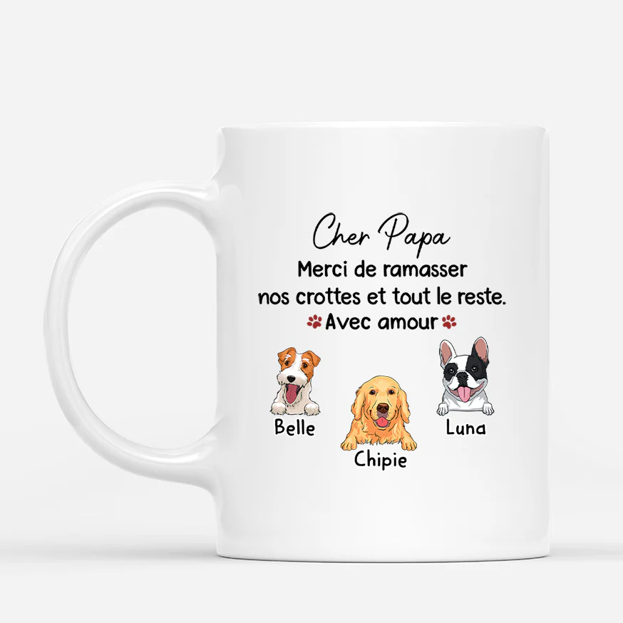 Mug Personnalisé Papa – Cher Papa, Merci De Ramasser Mes Crottes