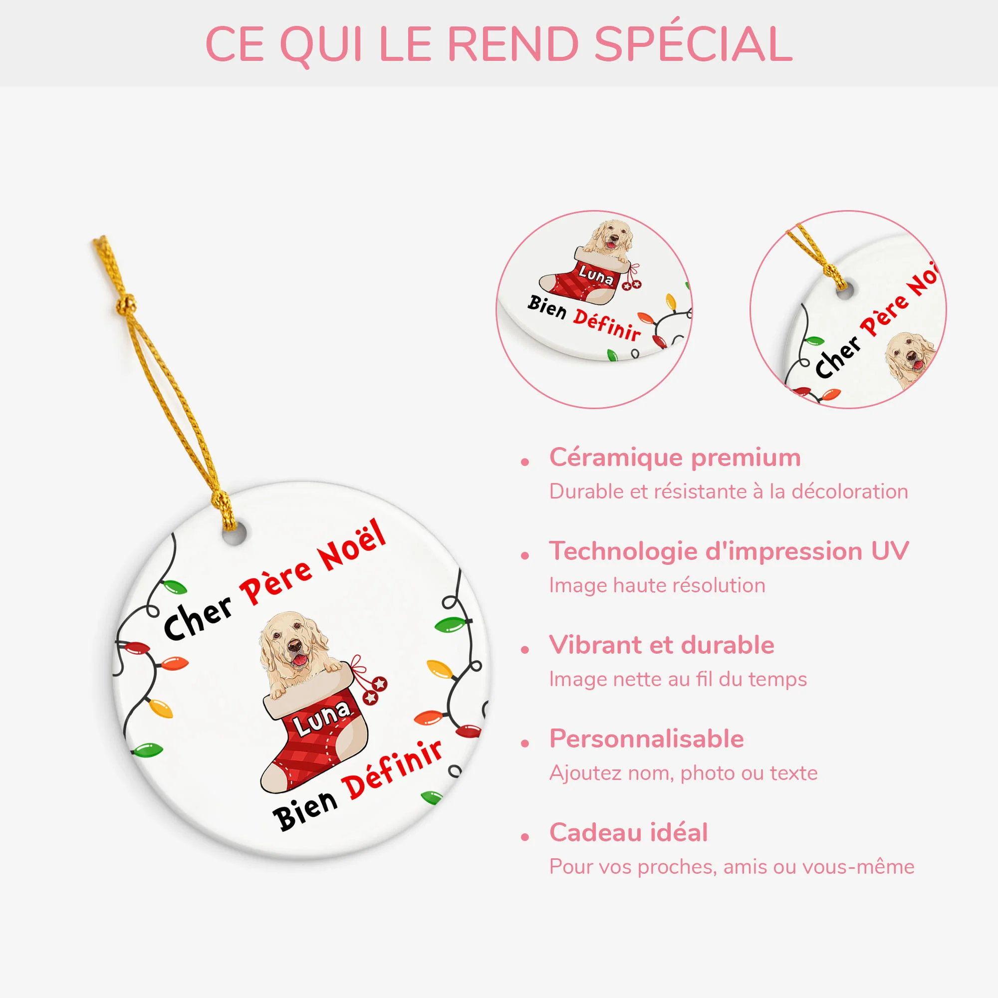 Ornement Cher Père Noël, bien définir Personnalisé - Image 3
