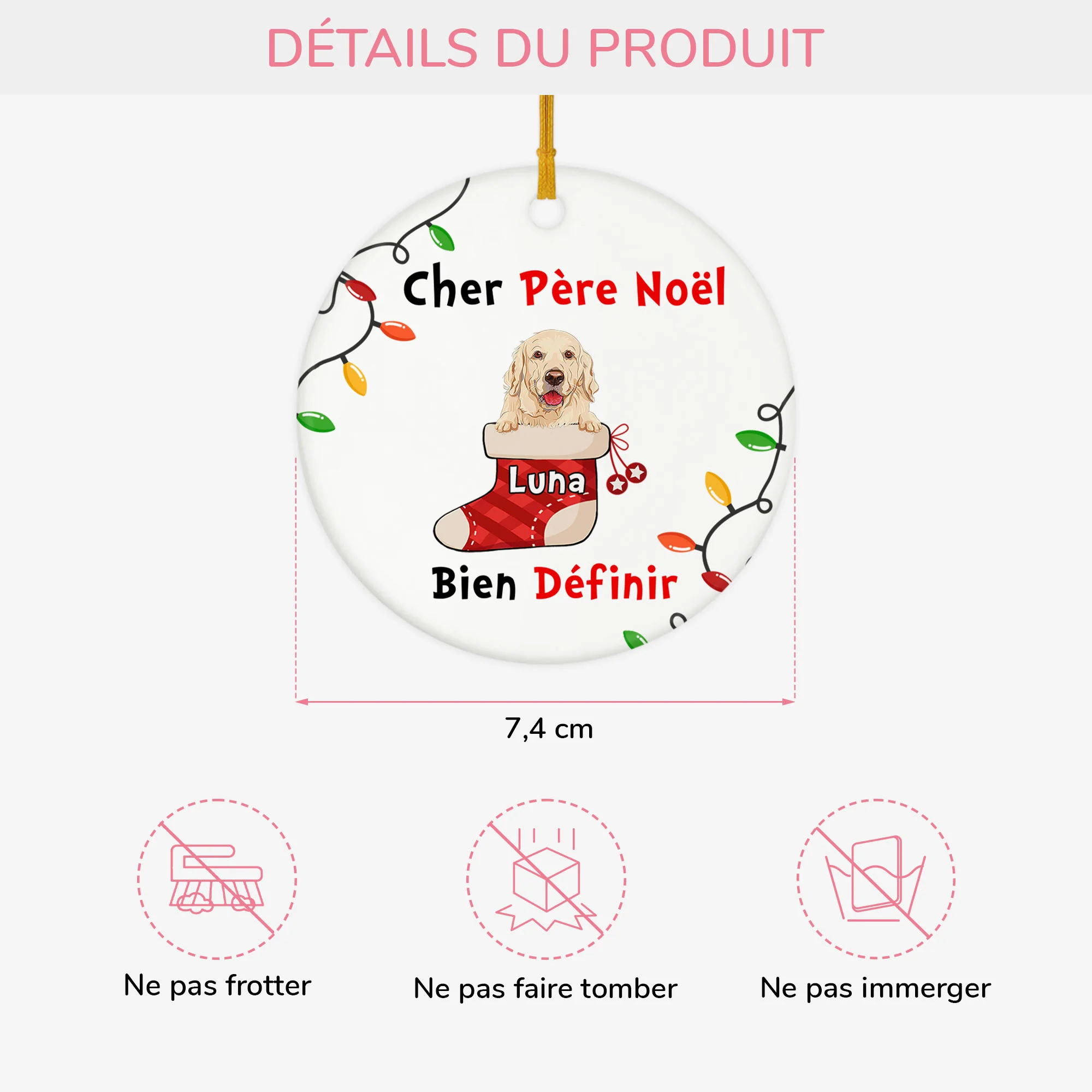 Ornement Cher Père Noël, bien définir Personnalisé - Image 4