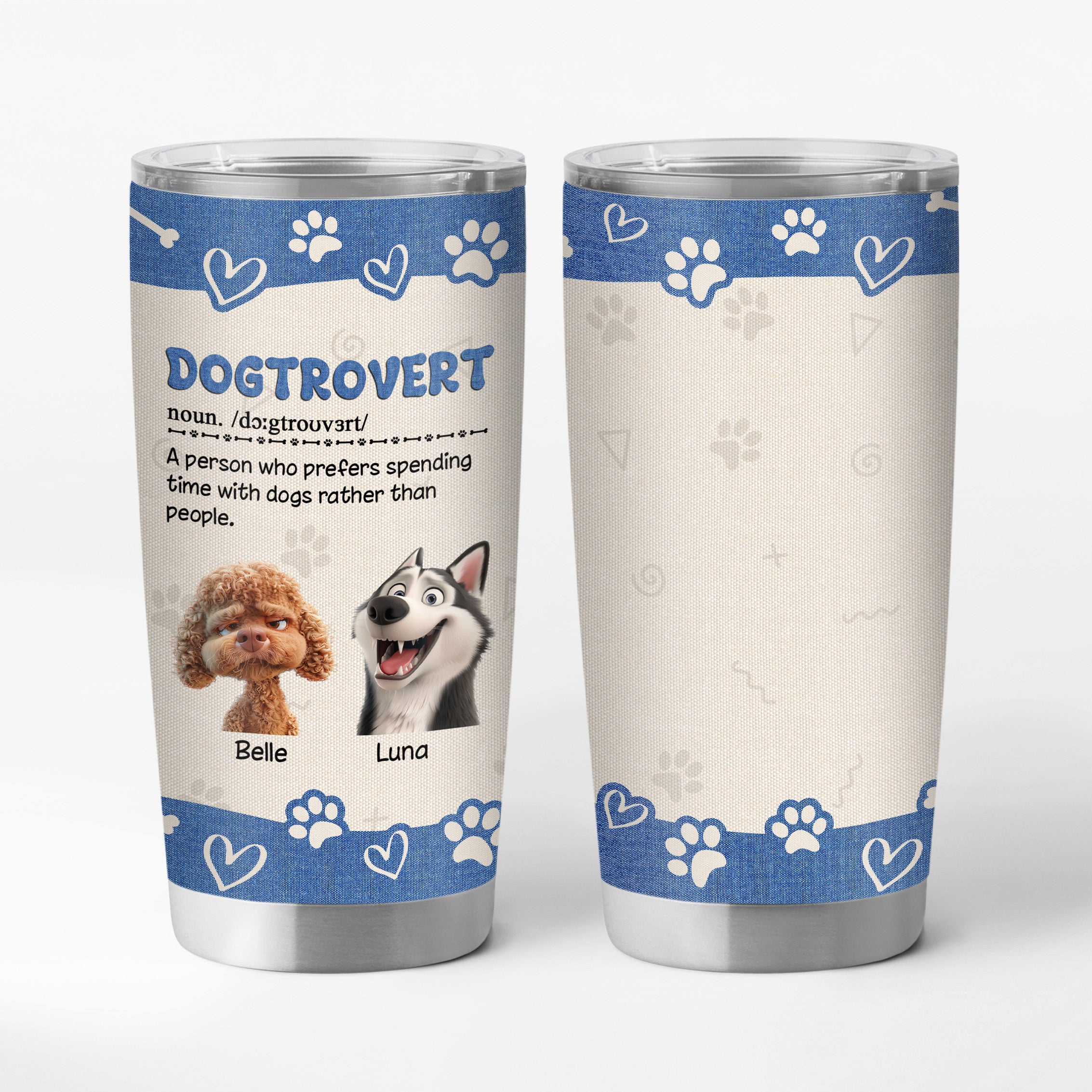 Cadeau Pour Propriétaire De Chien | Mug Isotherme 590ml Chien Extraverti Personnalisé