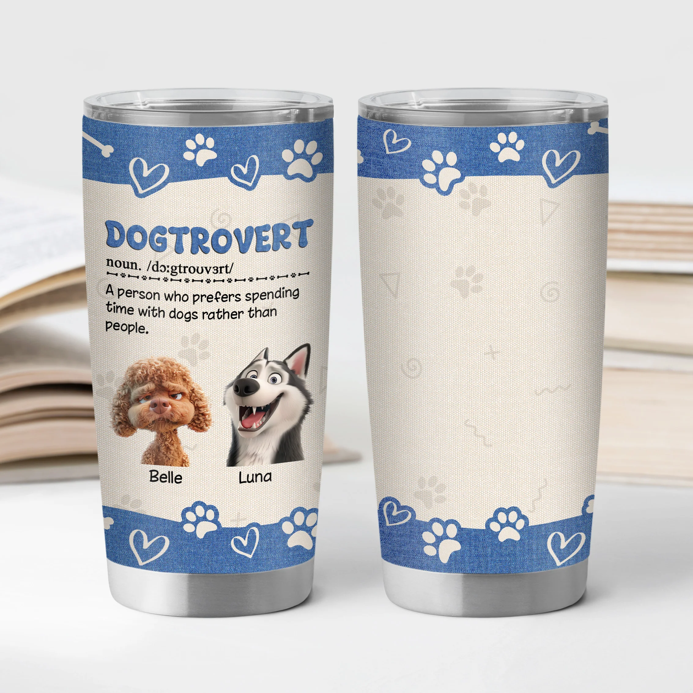 Cadeau Pour Propriétaire De Chien | Mug Isotherme 590ml Chien Extraverti Personnalisé - Image 2