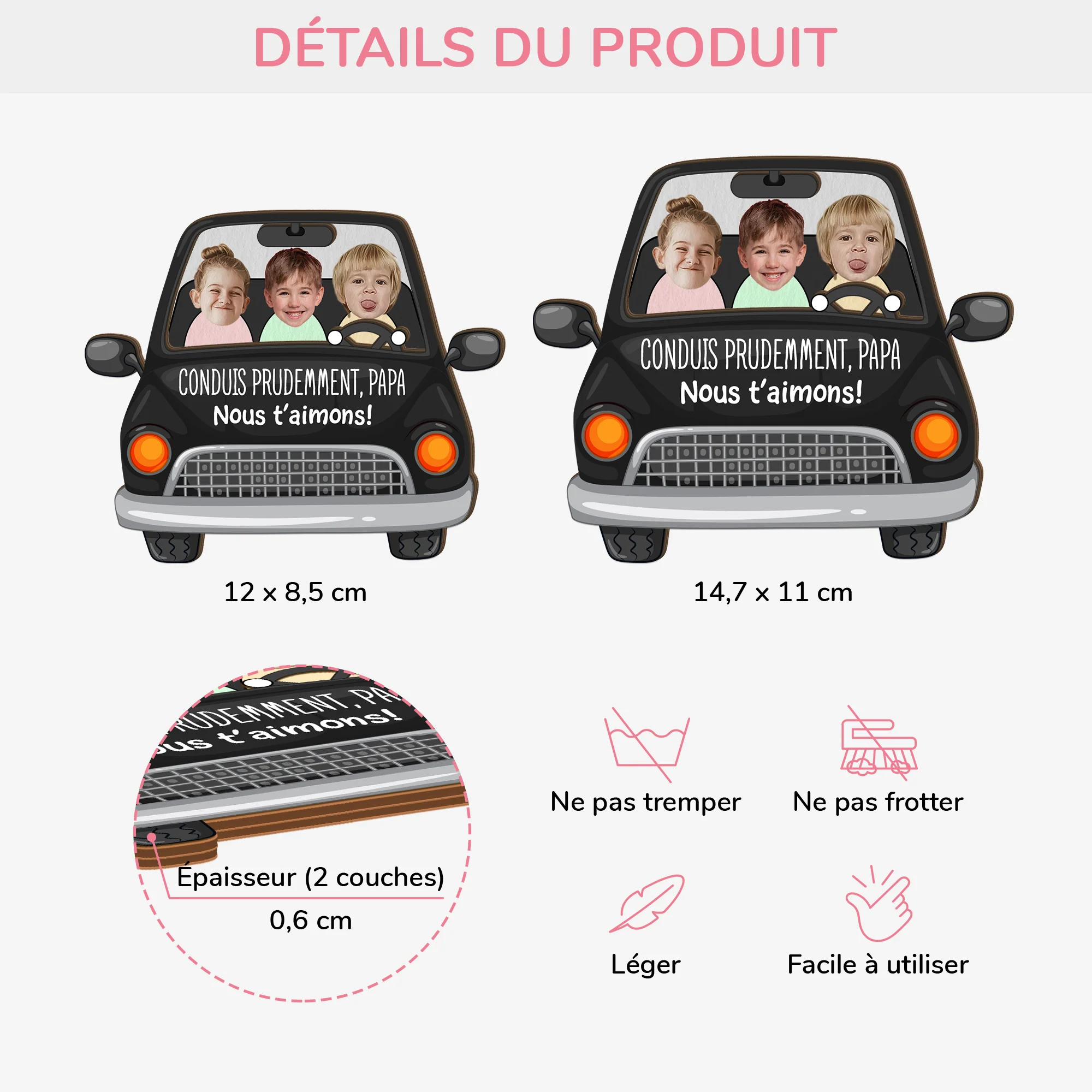 Clip Pare-Soleil De Voiture Personnalisé - Conduis Prudemment, Maman/Papa - Image 4