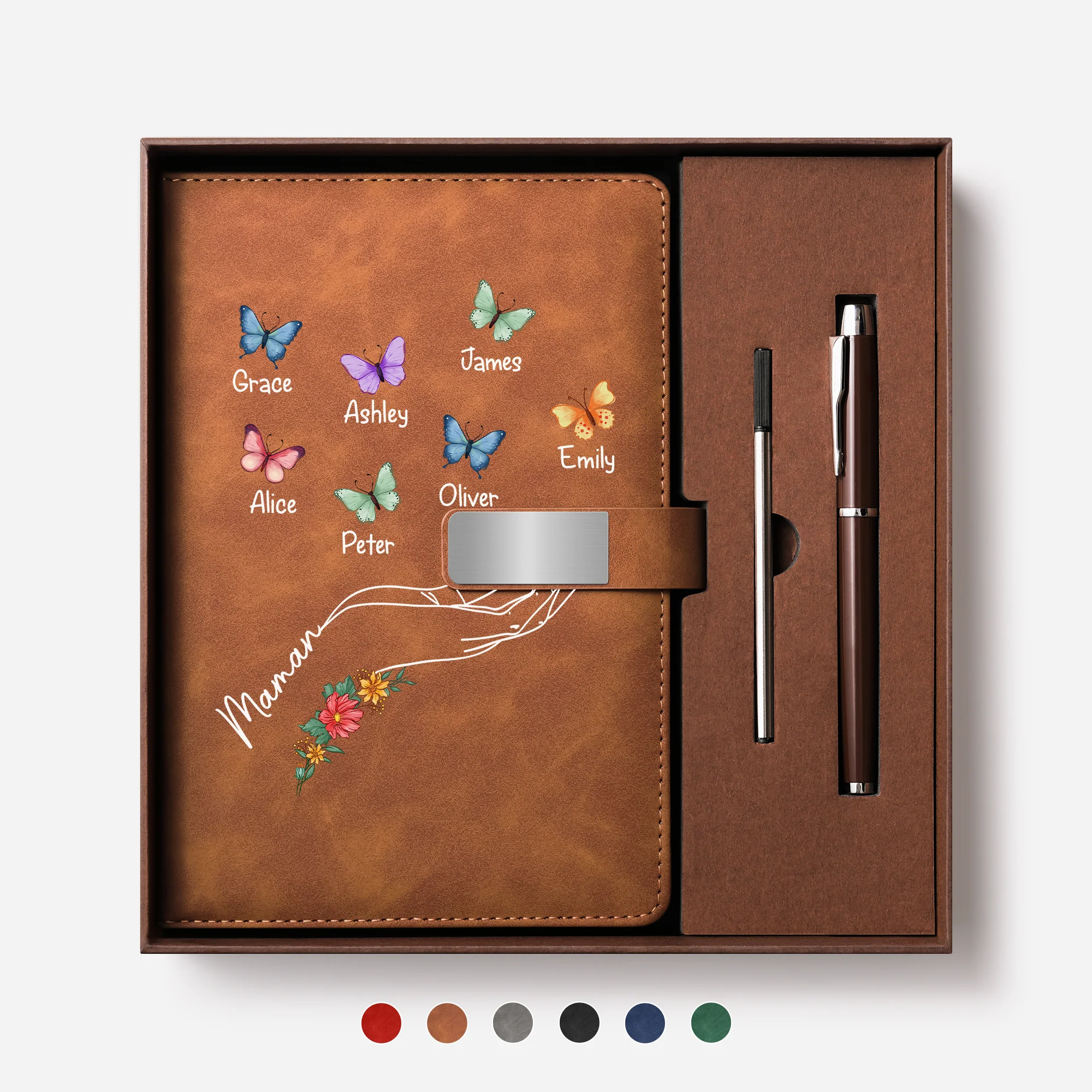 Carnet En Cuir Personnalisable Imprimé UV | Cadeau Pour Maman Mamie