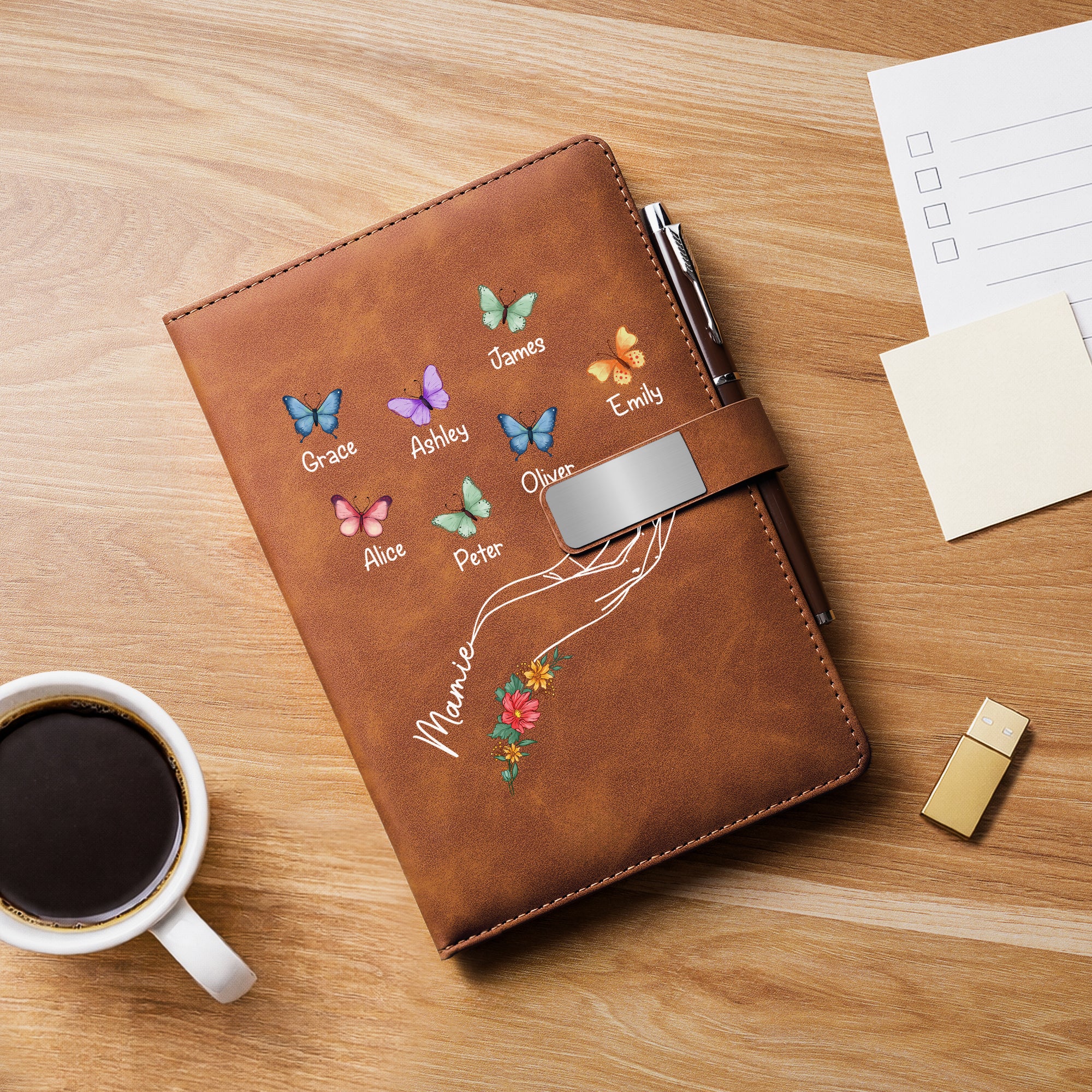 Carnet En Cuir Personnalisable Imprimé UV | Cadeau Pour Maman Mamie - Image 2