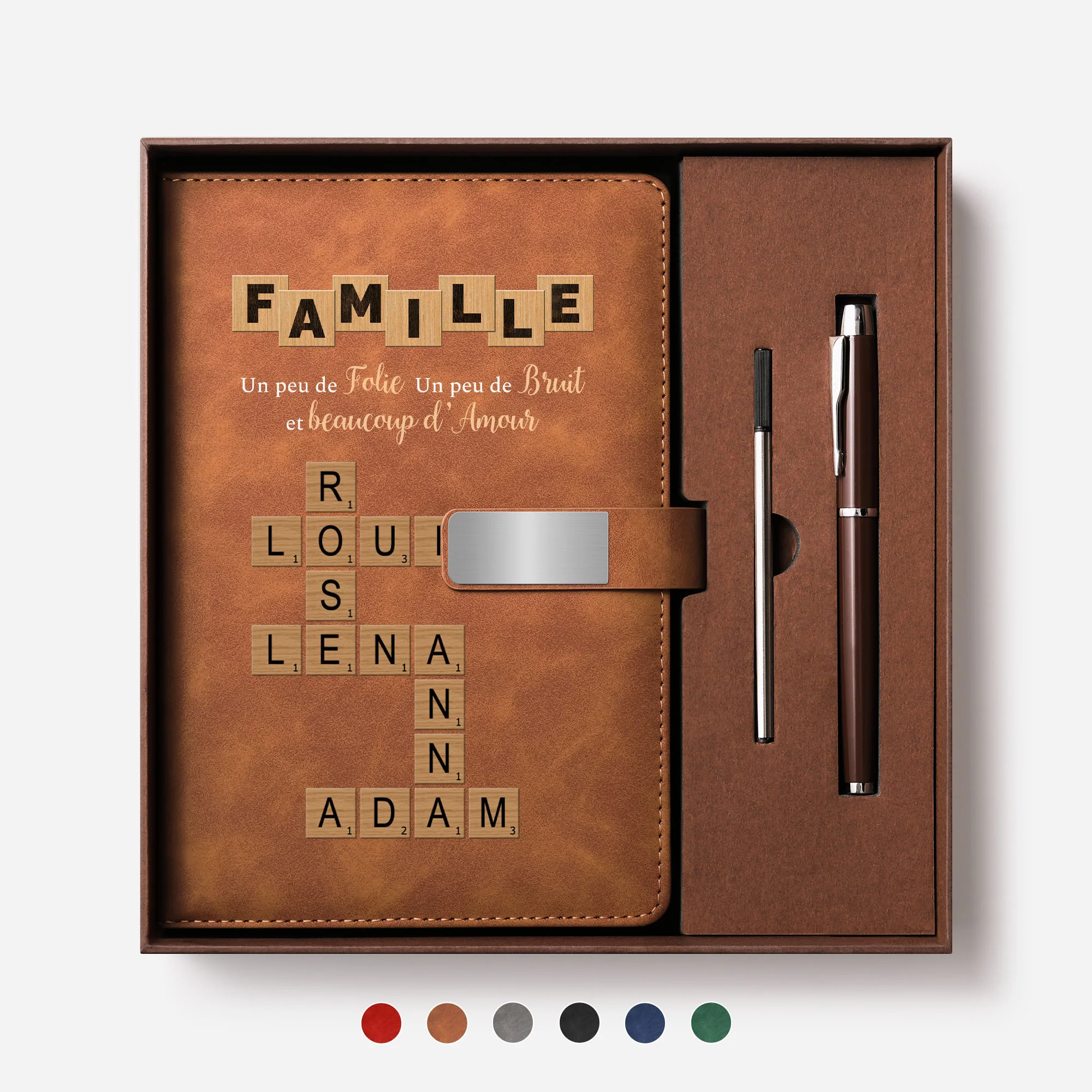 Carnet Note Personnalisé Imprimé UV | Amour De Famille Avec Mots Croisés