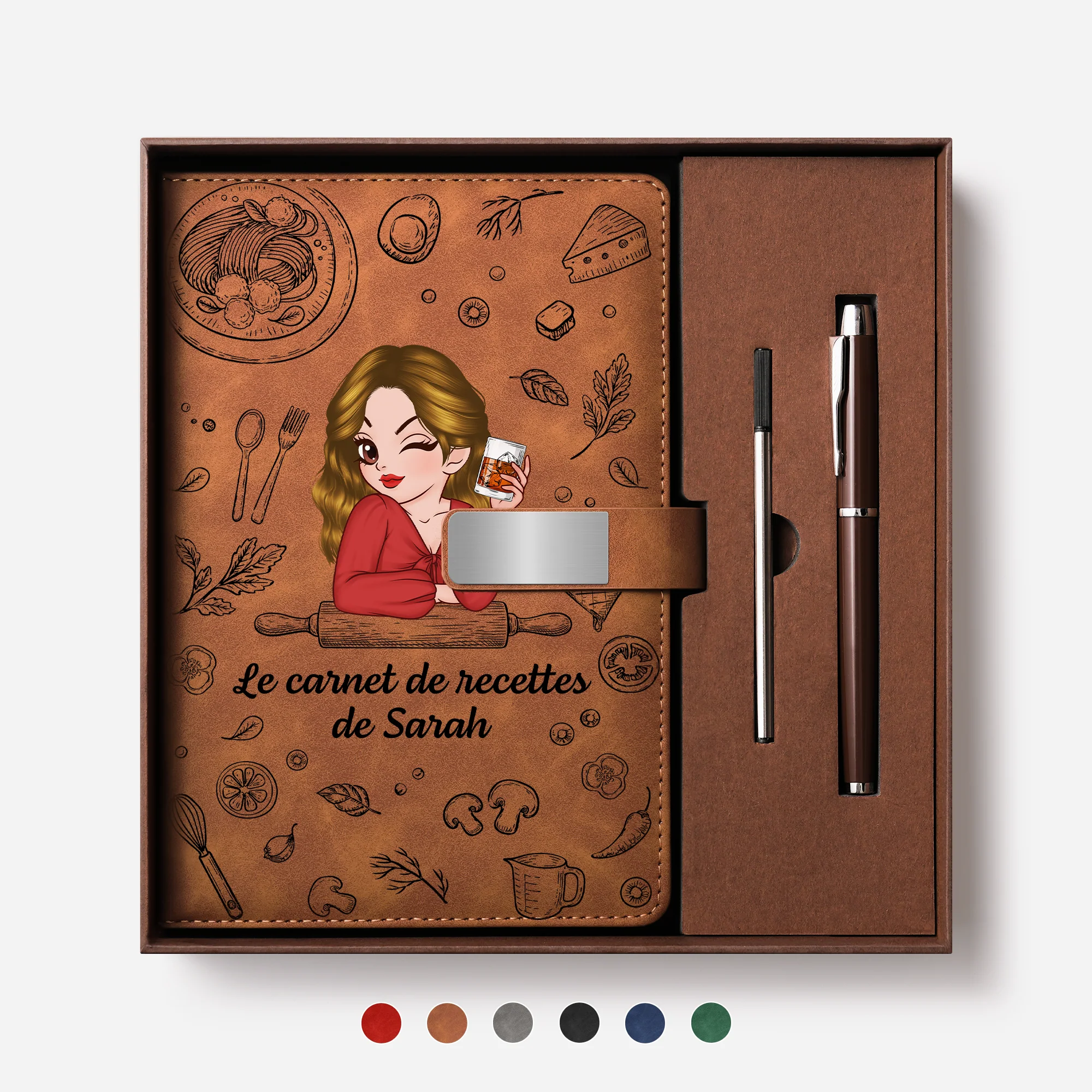 Carnet en Cuir Personnalisable - Carnet de Recettes Cuisine