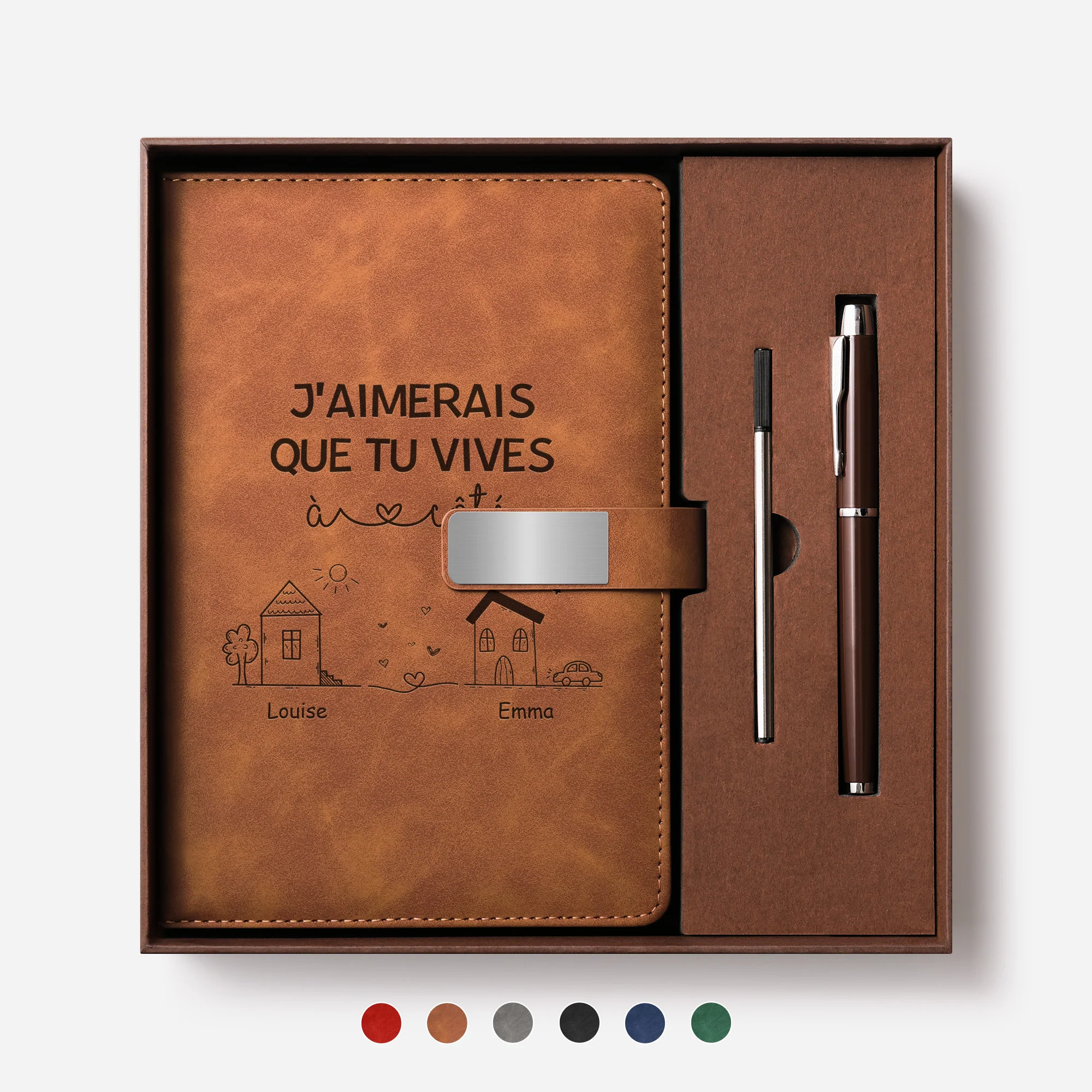 Coffret Carnet De Notes Personnalisé Imprimé UV - J'aimerais Mon Amie Habites À Côté