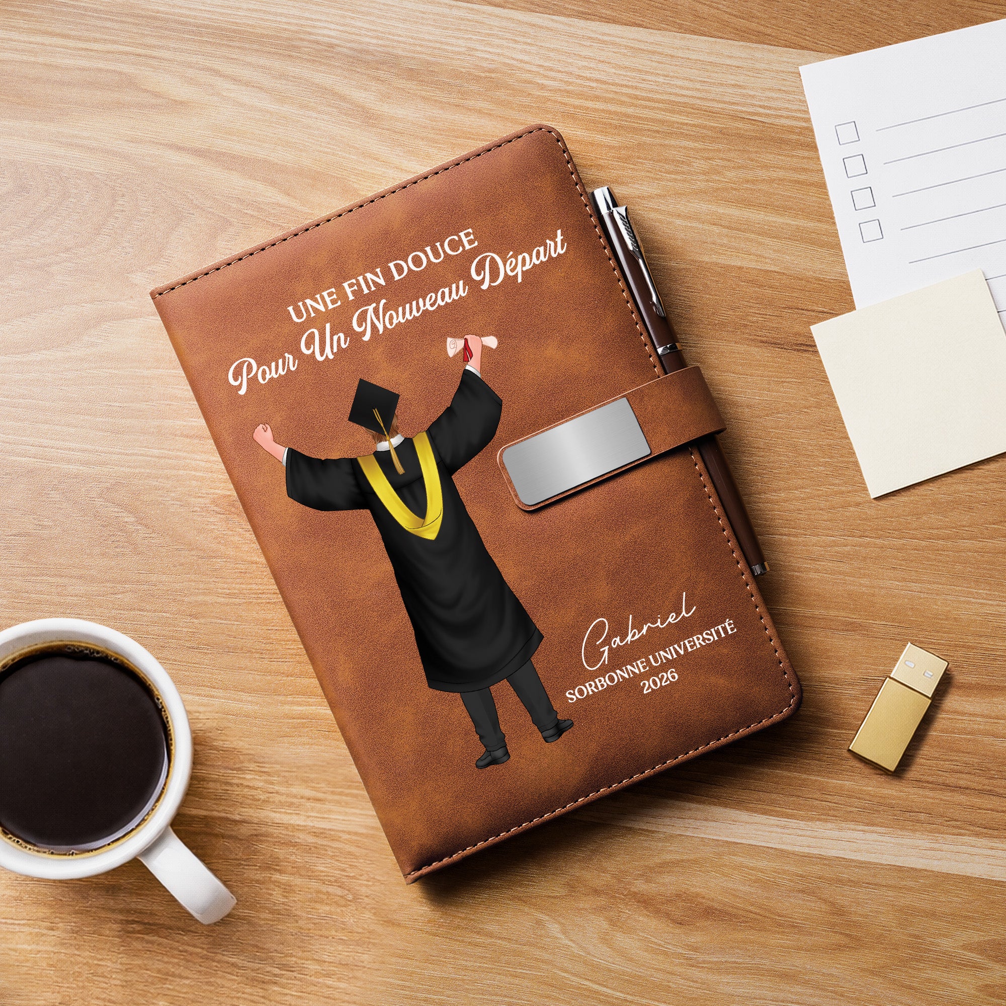 Carnet En Cuir Personnalisé | Prochain Chapitre Cadeau Diplôme - Image 2