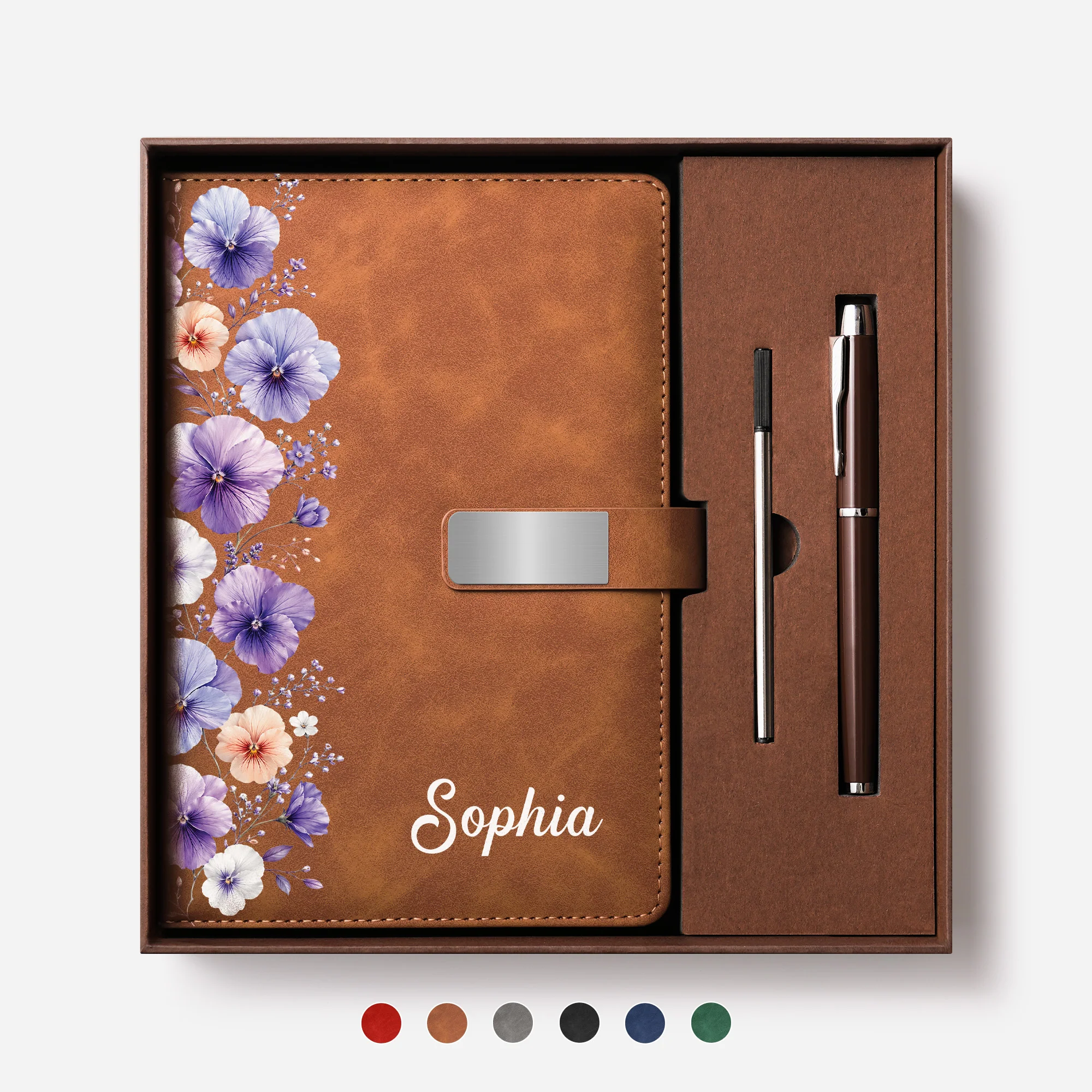 Coffret Carnet En Cuir Personnalisé Femme/Homme - Cadeau Original Avec Prénom