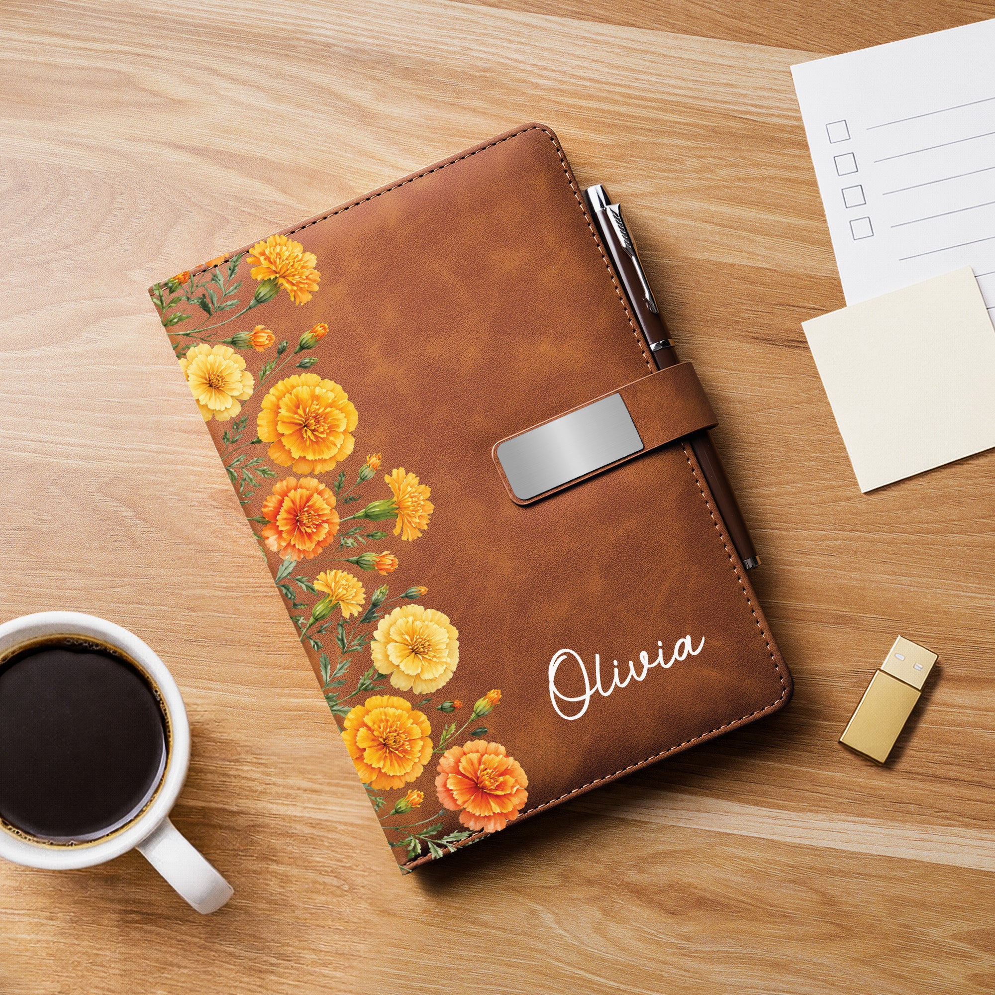 Coffret Carnet En Cuir Personnalisé Femme/Homme - Cadeau Original Avec Prénom - Image 2
