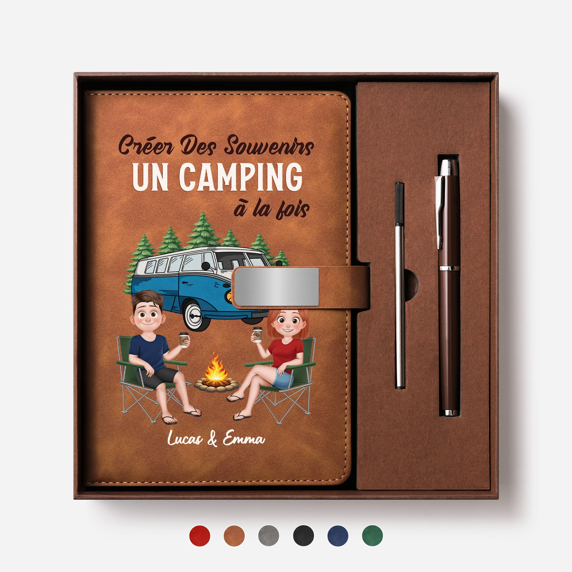 Carnet En Cuir Personnalisé | Souvenirs Au Camping Couple