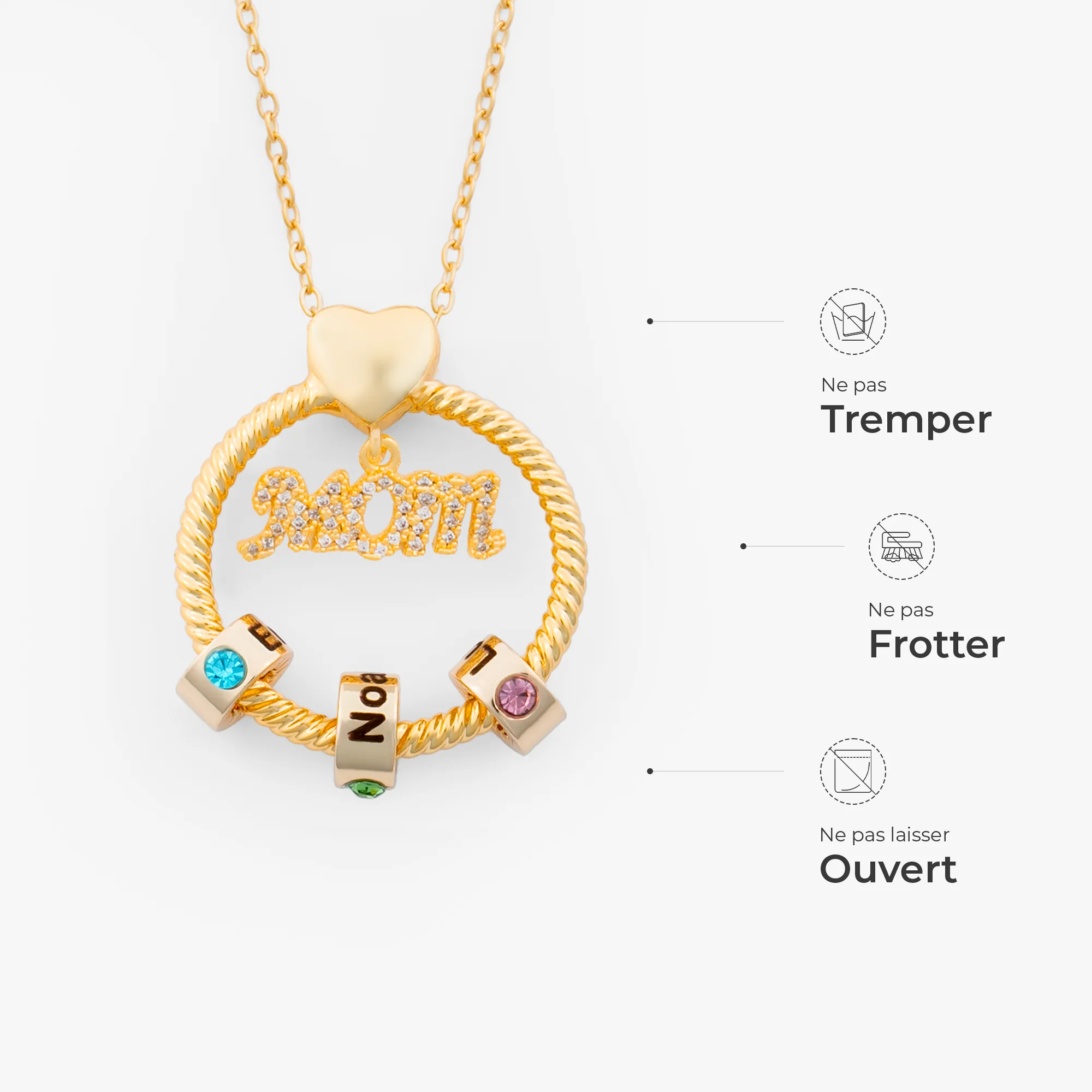 Collier Personnalisé - Prénom Avec Pierre De Naissance Et Pendentif Anneau - Image 5