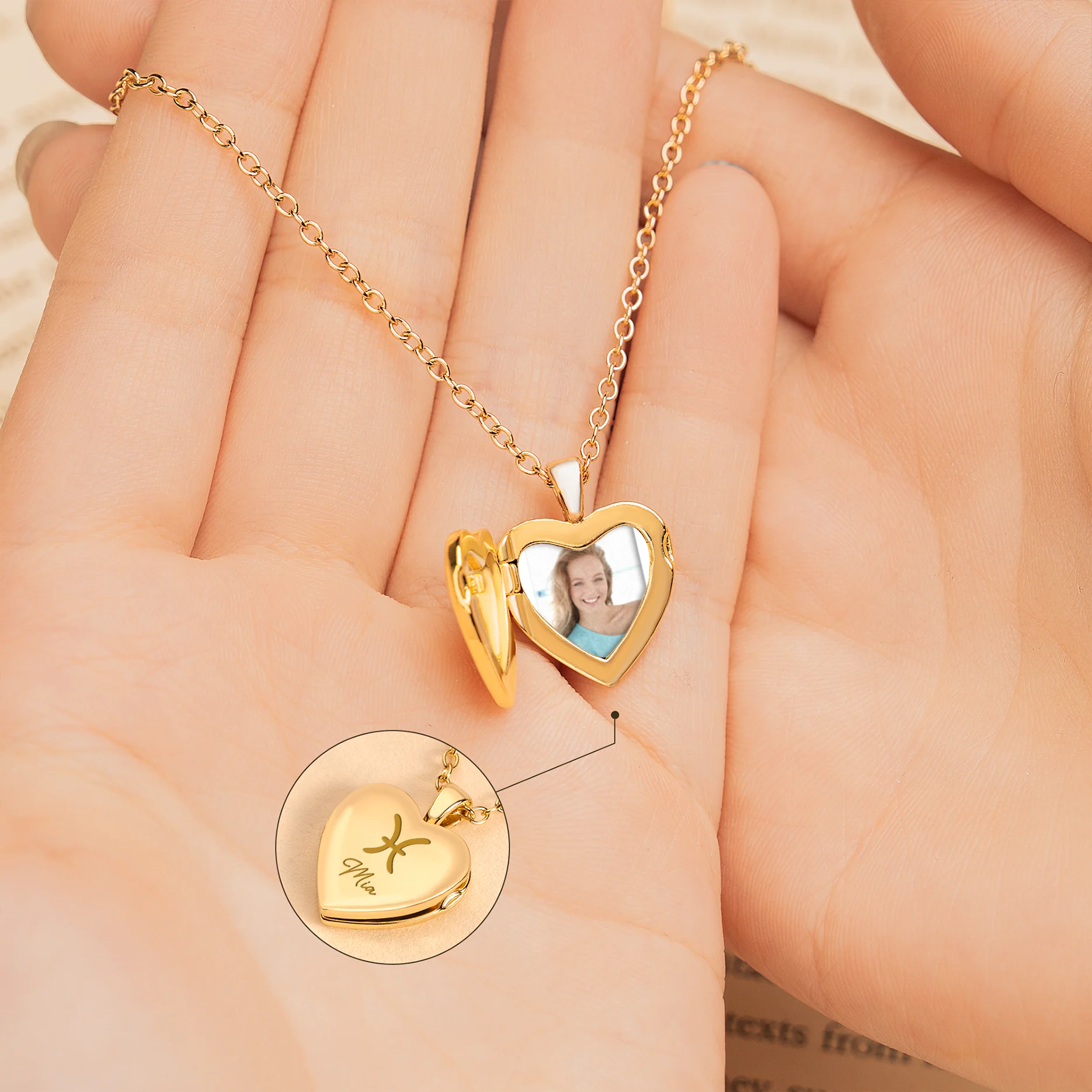 Collier Pour Homme Personnalisé | Coeur Photo Maman Mamie Zodiaque - Image 2