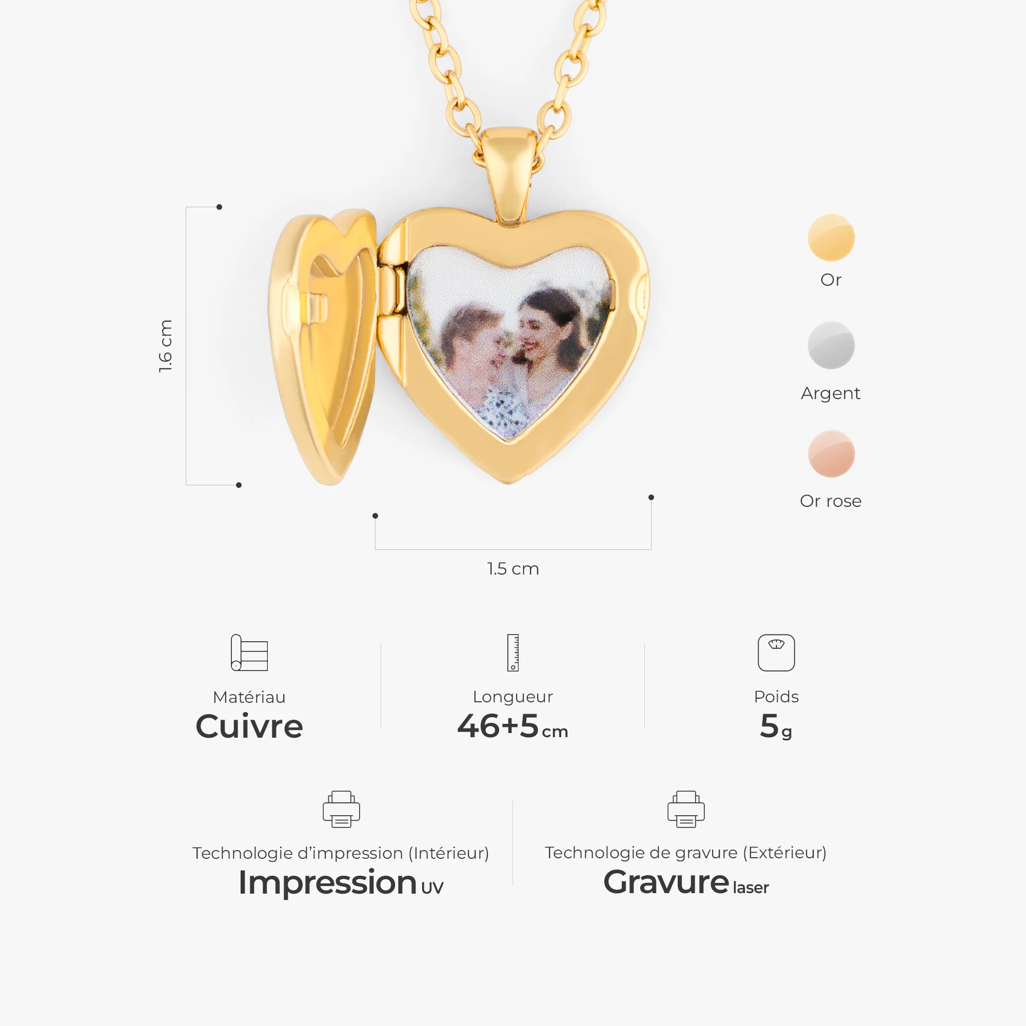 Collier Personnalisé Avec Photo - Souvenirs Dans Mon Cœur | Design Pendentif Appareil Photo - Image 3