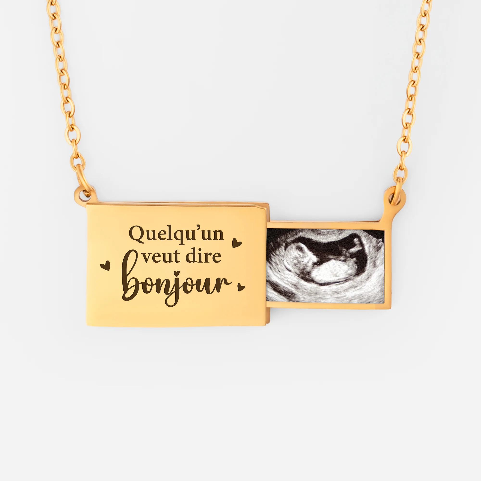 Collier Personnalisé Avec Photo Échographique - Bébé Veut Dire Bonjour