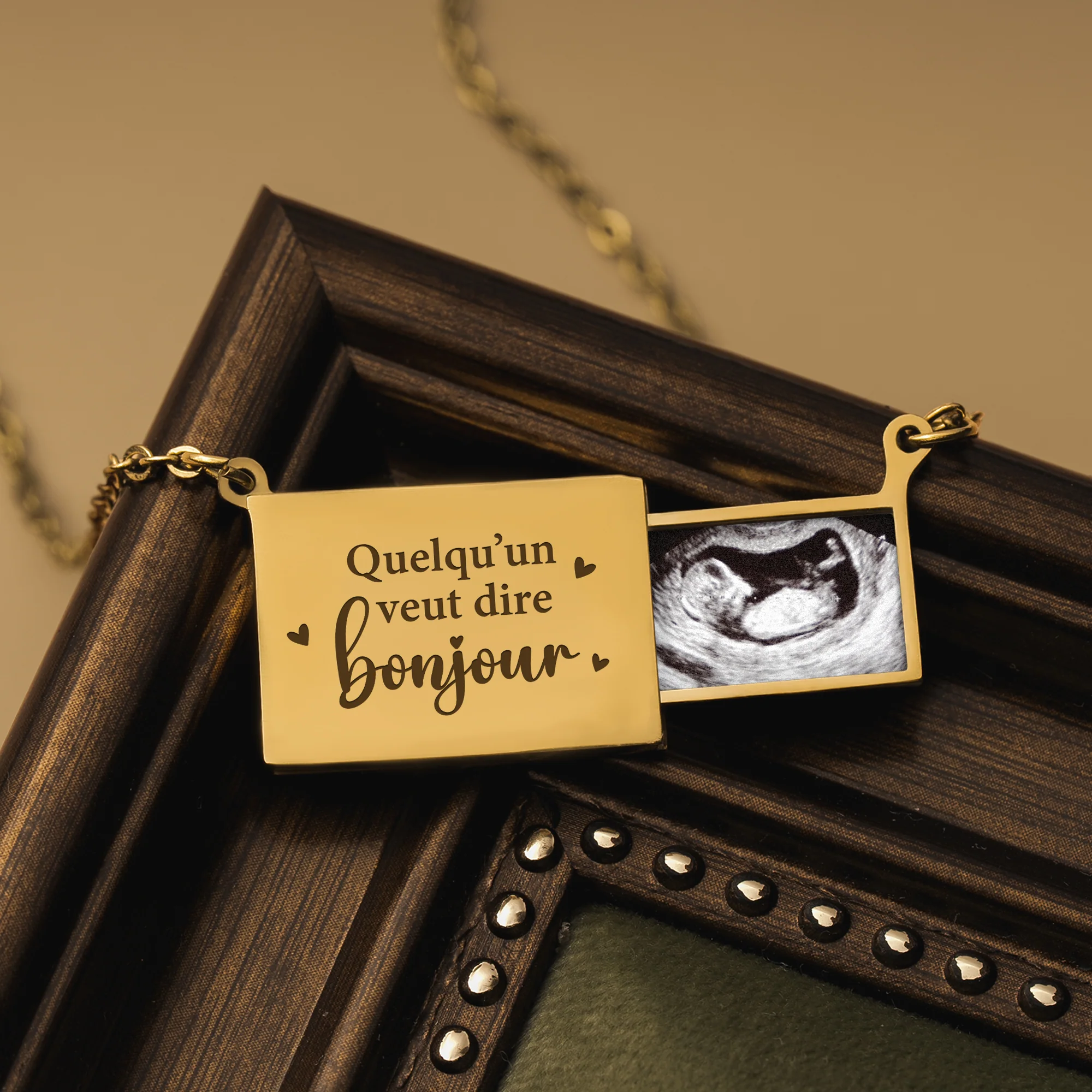 Collier Personnalisé Avec Photo Échographique - Bébé Veut Dire Bonjour - Image 2