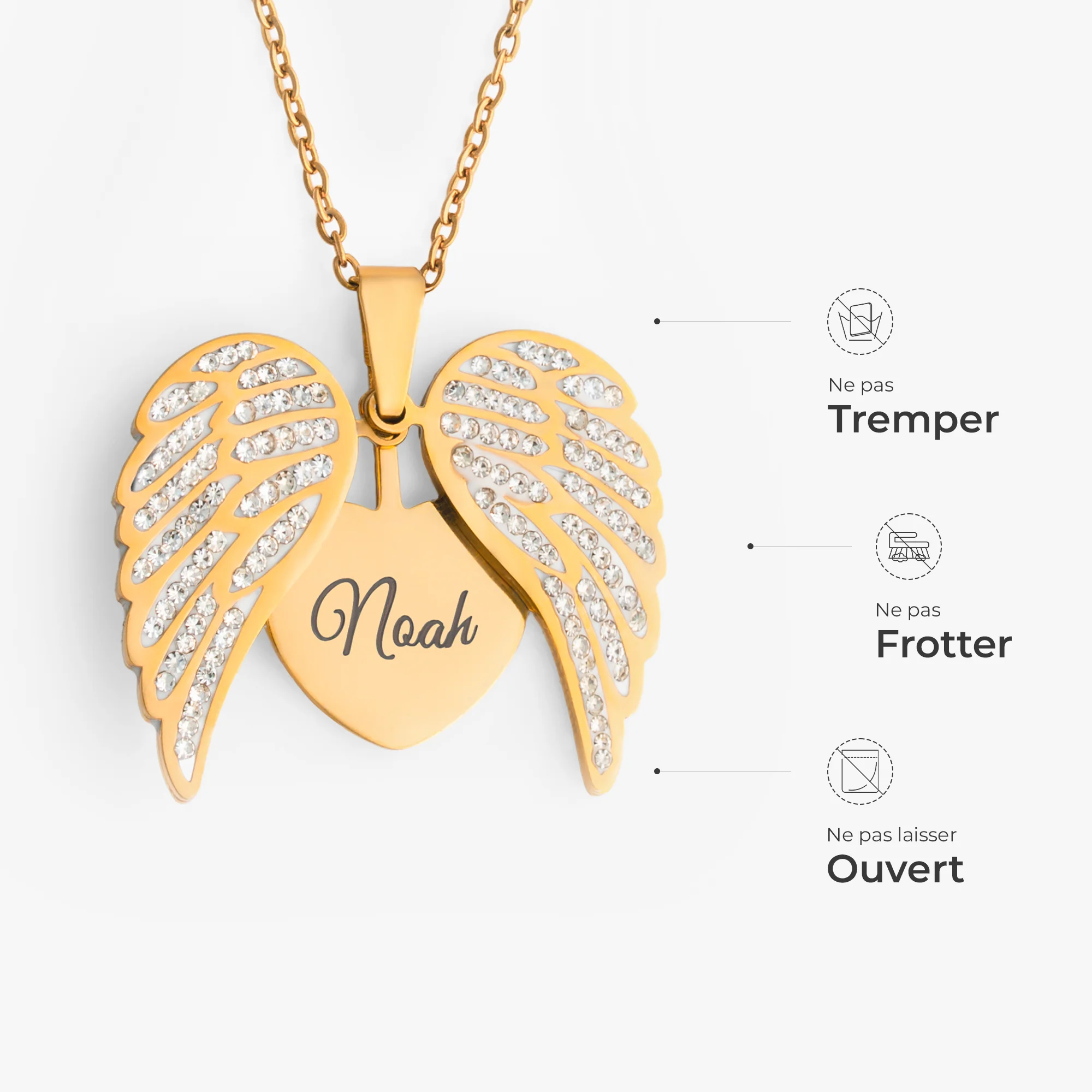 Collier Personnalisé Avec Prénom Commémoratif - Aile D’ange - Image 4