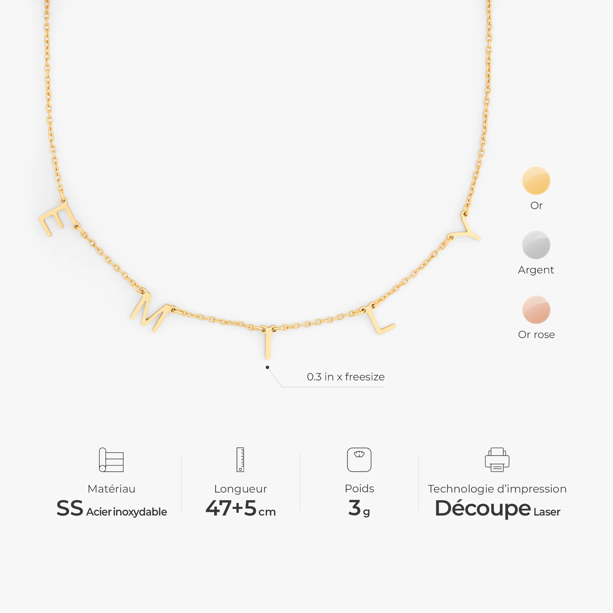 Collier Personnalisé Lettre Femme/Homme - Bijoux Avec Prénom - Image 3