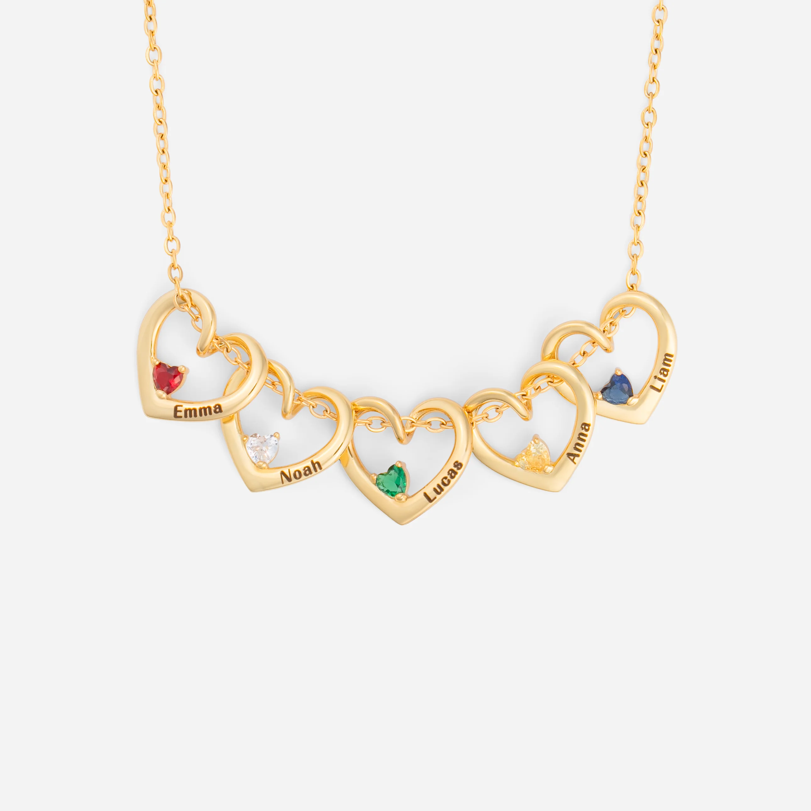 Collier Personnalisé Pierre De Naissance Avec Pendentif Cœur Pour Femme/Homme - Petits Cœurs
