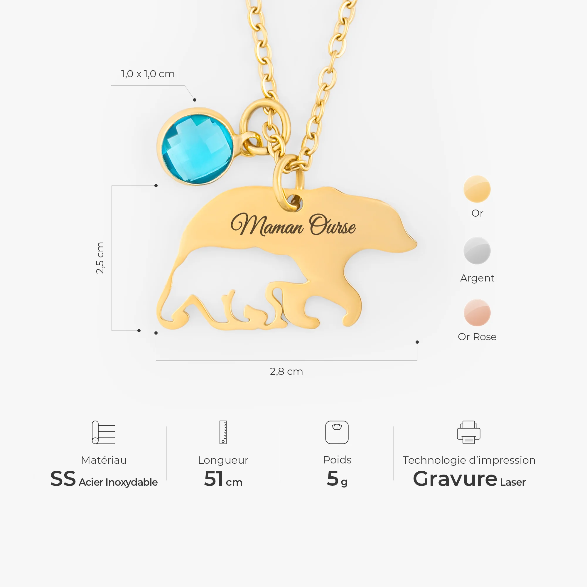 Collier Personnalisé - Mamie Maman Ours - Image 3
