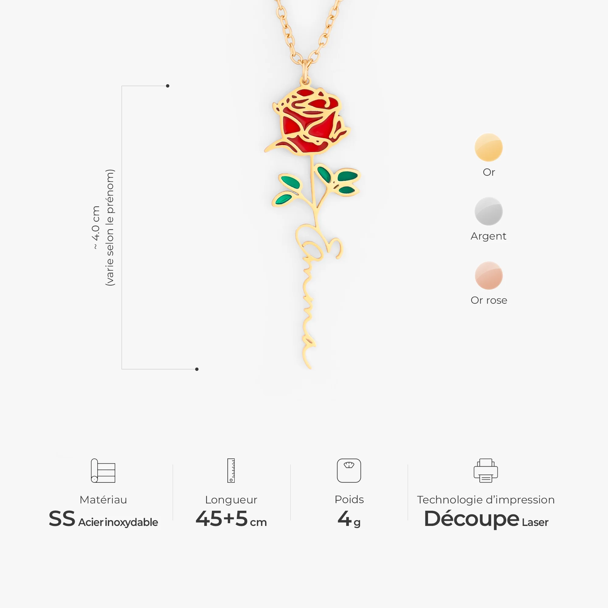 Collier Personnalisé Prénom - Floral Gracieux - Image 3