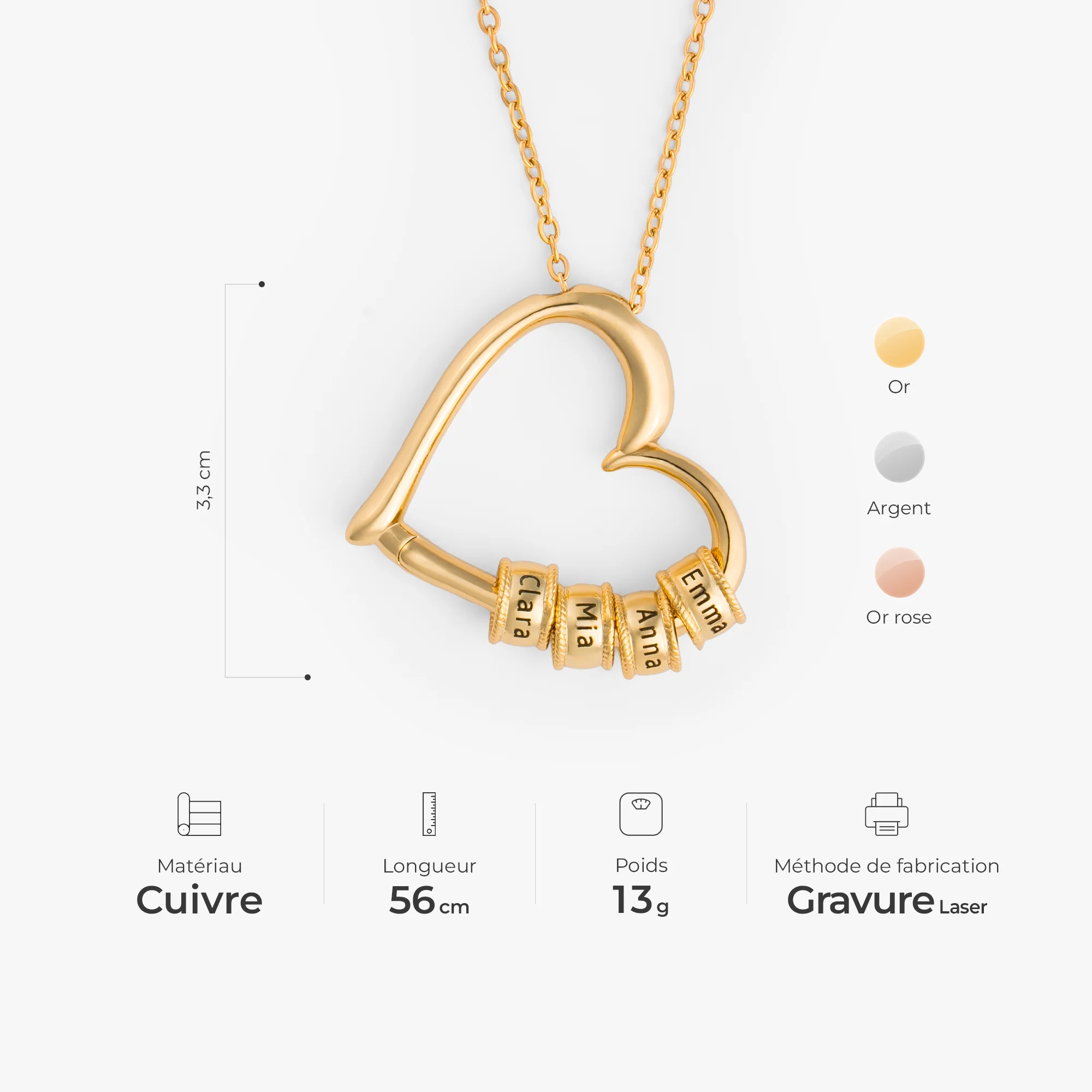 Collier Personnalisé Mamie - Maman Mamie Cœur - Image 3