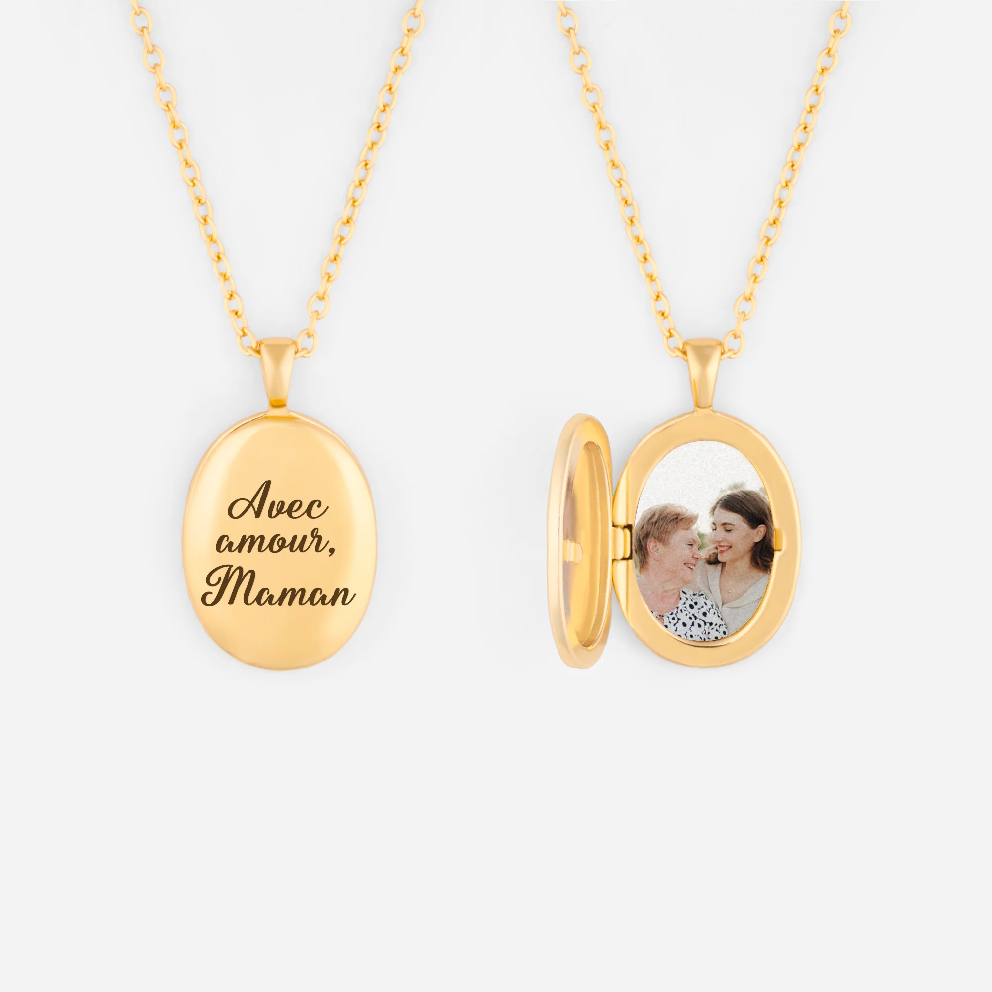 Collier Prénoms Gravés | Avec Amour Maman Mamie Personnalisé