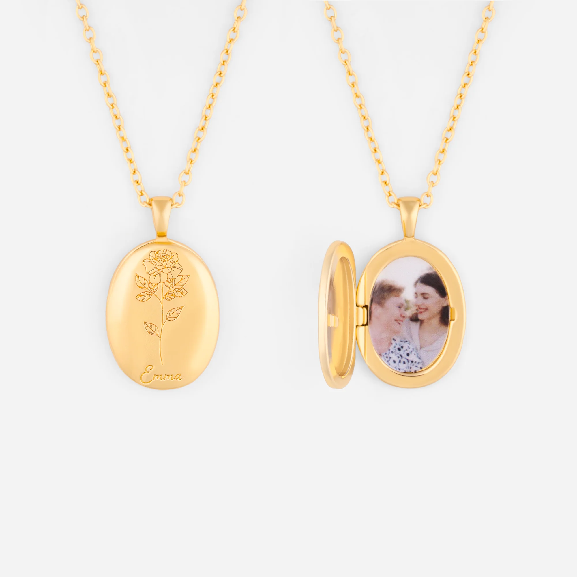 Collier Personnalisé Avec Photo - Dans Notre Souvenir - Avec Fleur