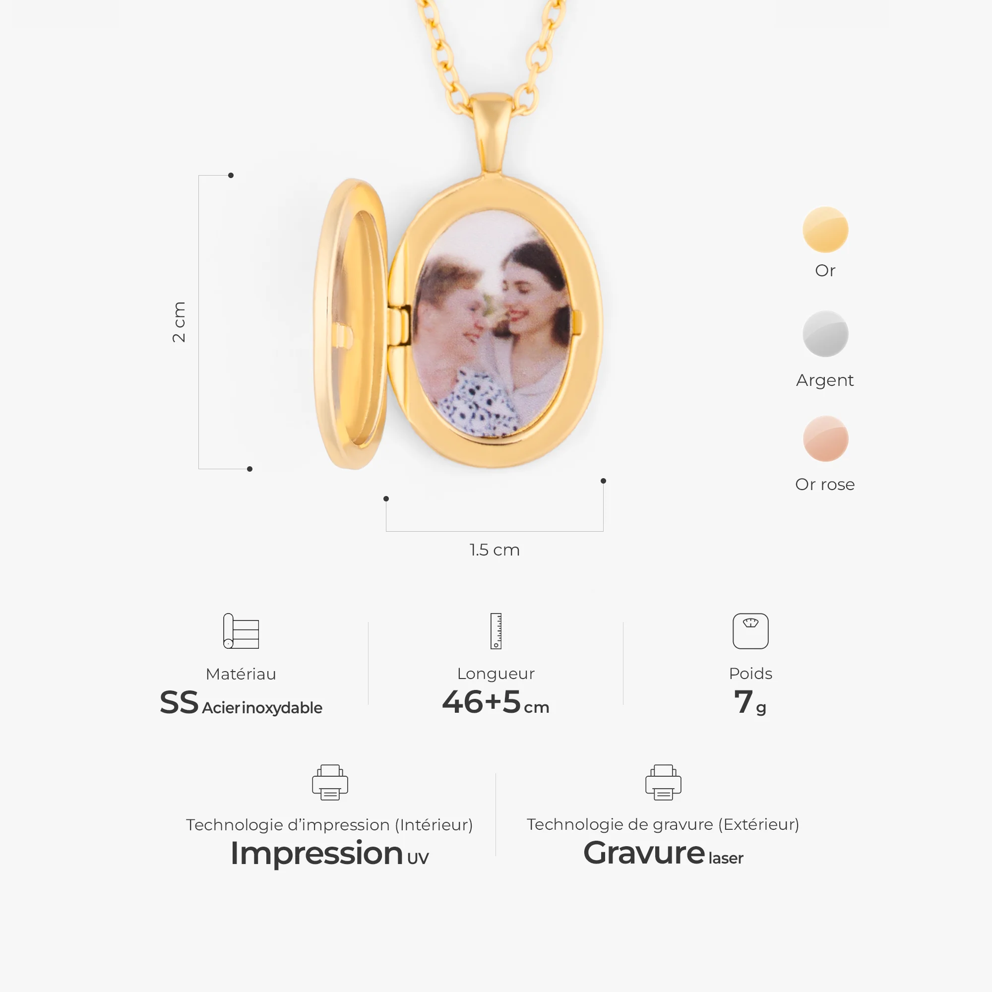 Collier Personnalisé Avec Photo - Dans Notre Souvenir - Avec Fleur - Image 3