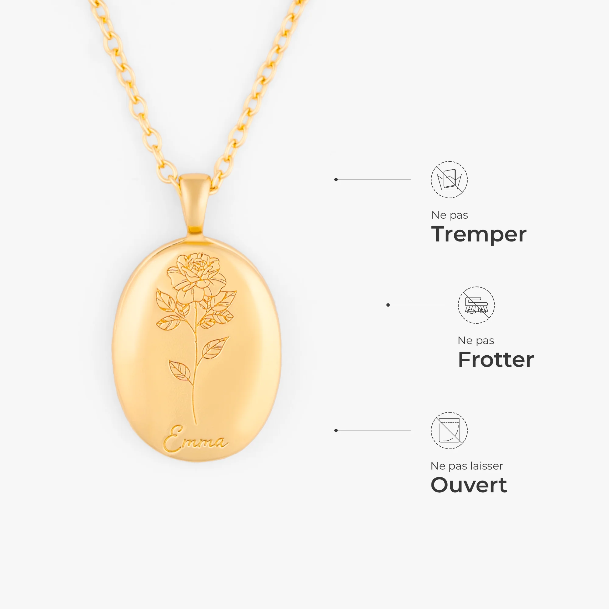 Collier Personnalisé Avec Photo - Dans Notre Souvenir - Avec Fleur - Image 4