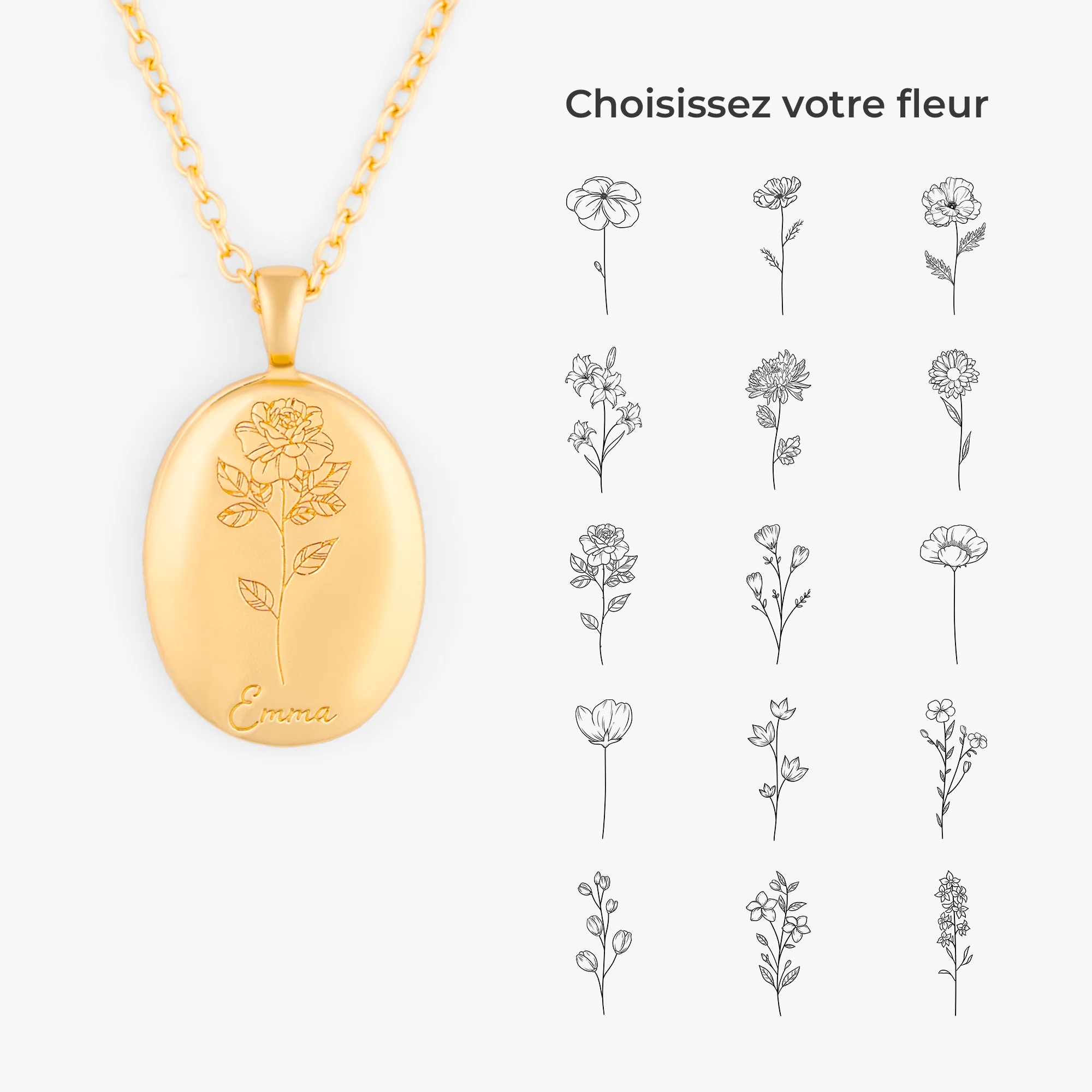 Collier Personnalisé Avec Photo - Dans Notre Souvenir - Avec Fleur - Image 5