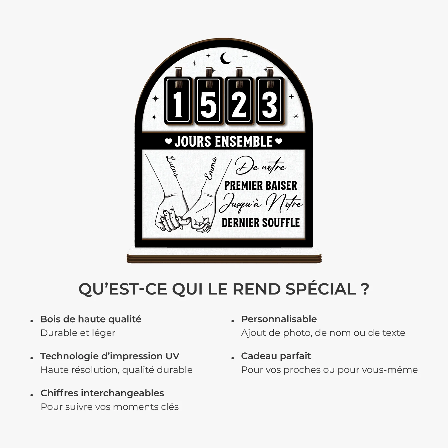 Compteur Personnalisé Pour Couple - De Notre Premier Baiser - Image 5