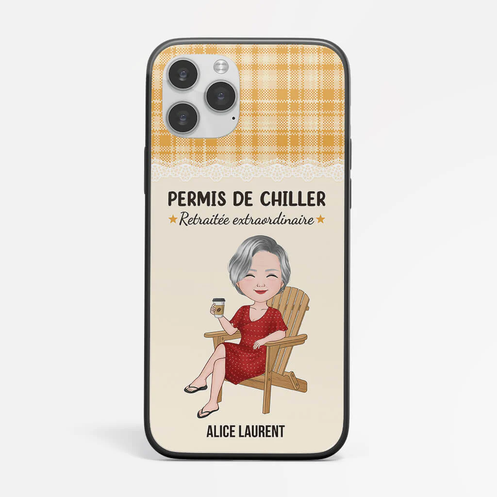 Coque de Téléphone iPhone 12 Permis de Chiller En Retraite Personnalisée
