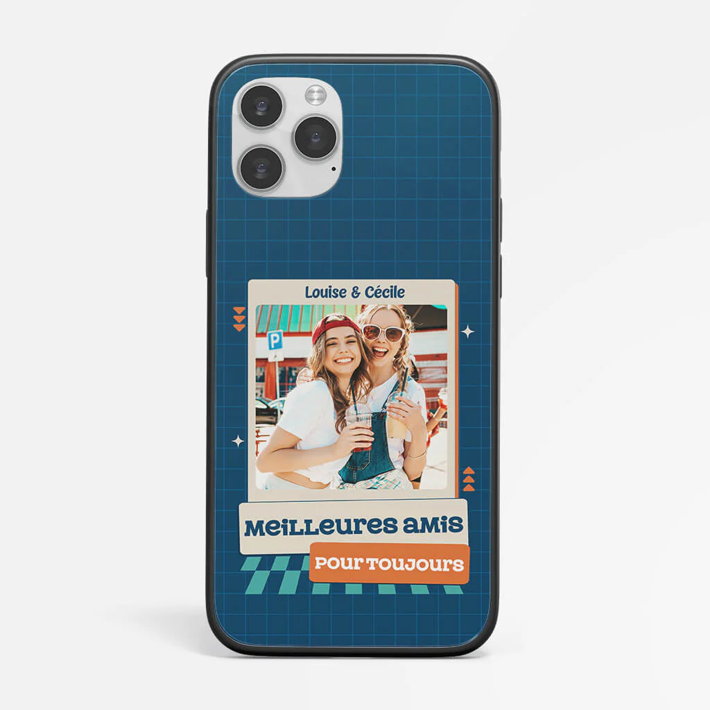 Coque de Téléphone iPhone 13 Meilleures Amies Pour Toujours Carte Photo Personnalisée
