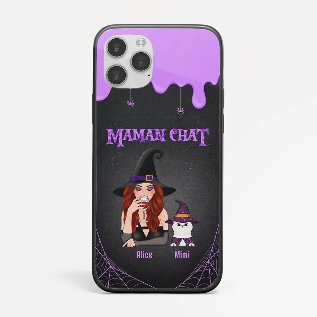 Coque de Téléphone iPhone X Maman Chat Halloween Personnalisée - Image 2