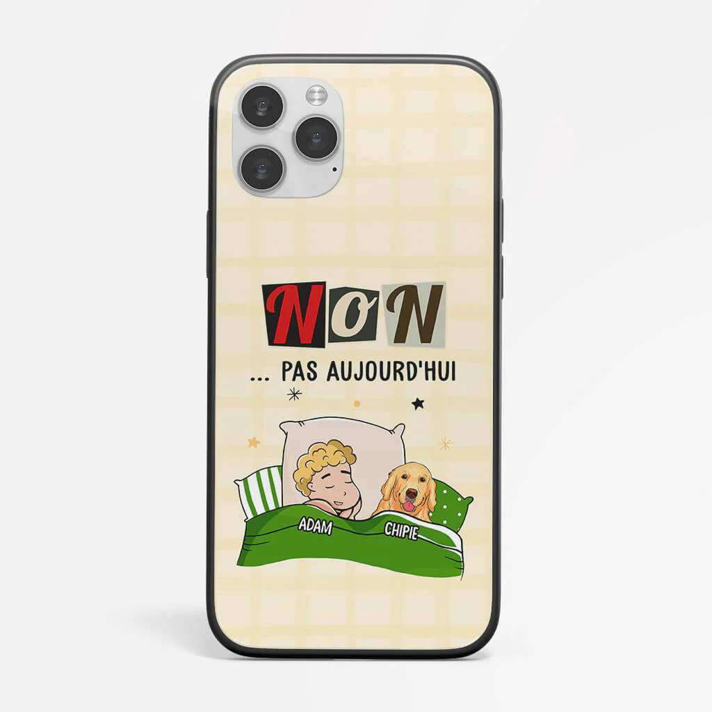 Coque Iphone 11 Non Pas Aujourd'hui Chien Personnalisée - Image 2
