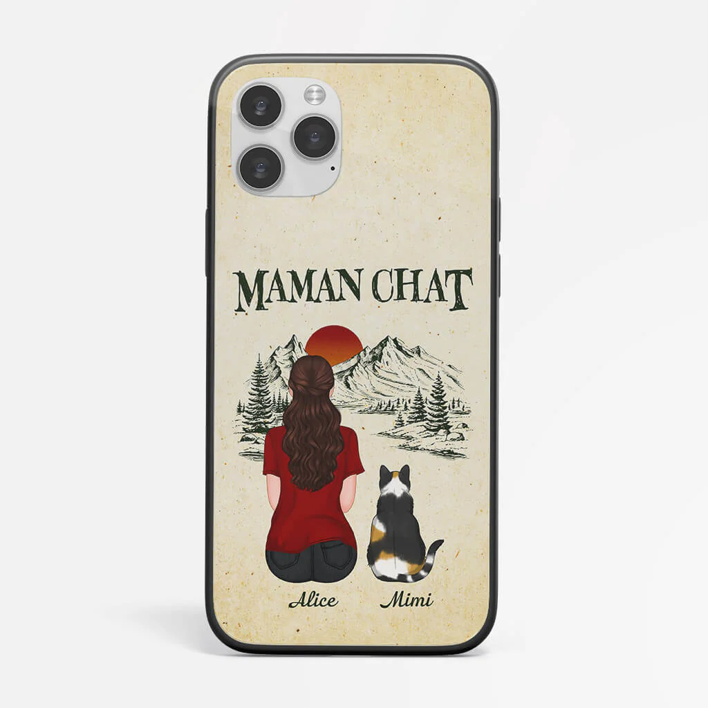 Coque Iphone 13 Papa Chat/Maman Chat Forêt Personnalisée - Image 2