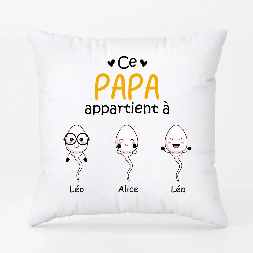Coussin Personnalisé Humoristique - Ce Papi/Papa Appartient À - Image 2
