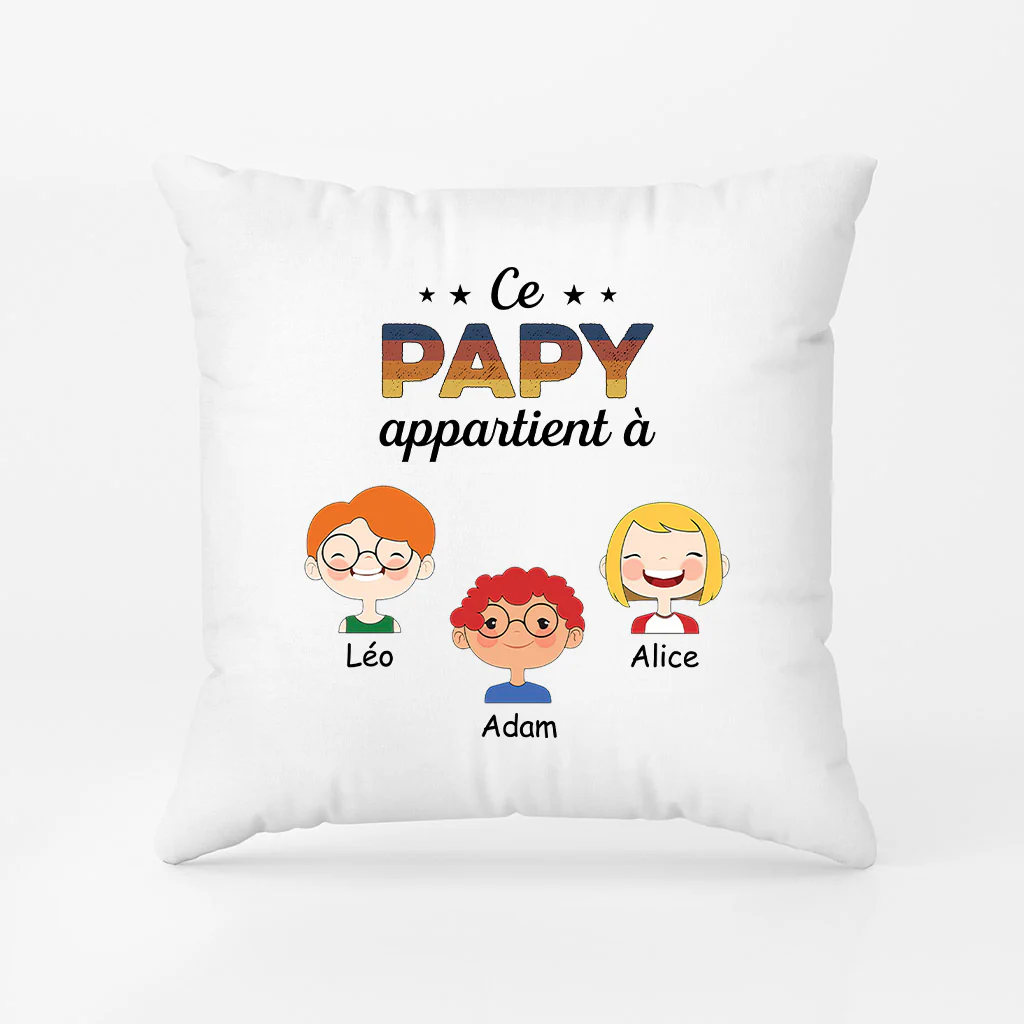 Coussin Ce Papy/Papa Appartient à Ses Enfants Personnalisé