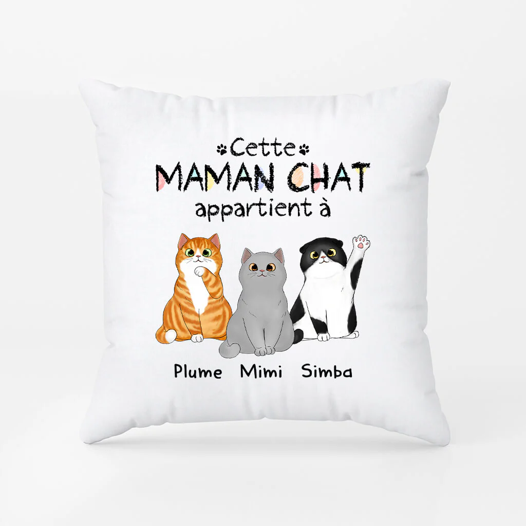 Coussin Personnalisé - Cette Maman Chat Appartient À
