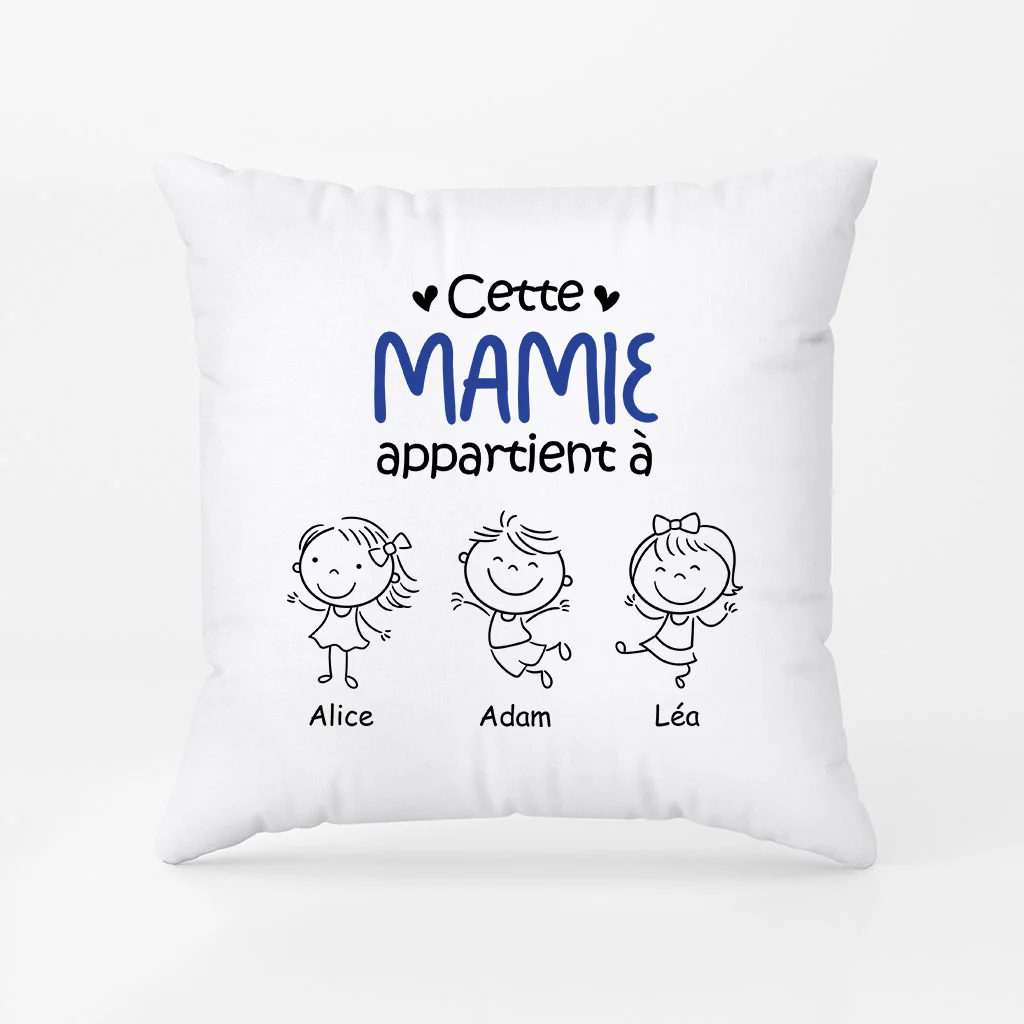 Coussin Personnalisé Mamie - Cette Maman / Mamie Appartient à - Dessin au Crayon