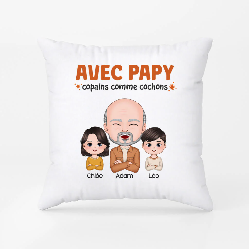 Coussin Copains Comme Cochons Avec Papa Personnalisé - Image 2