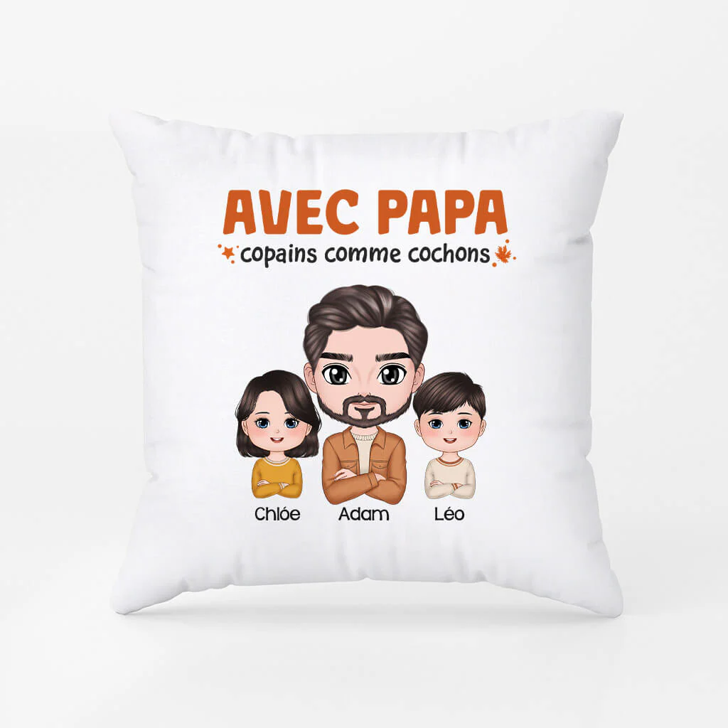 Coussin Copains Comme Cochons Avec Papi Personnalisé - Image 2
