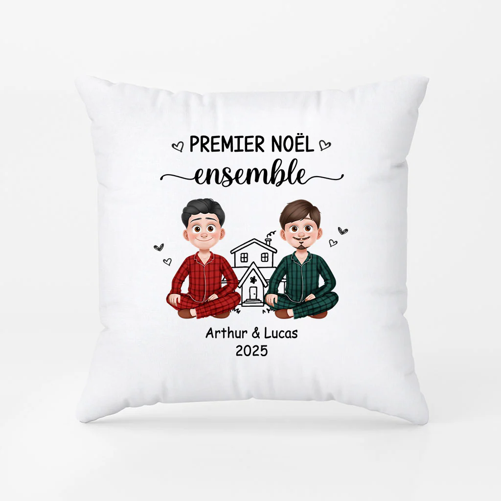 Coussin Couple Personnalisé - Premier Noël Ensemble - Image 2