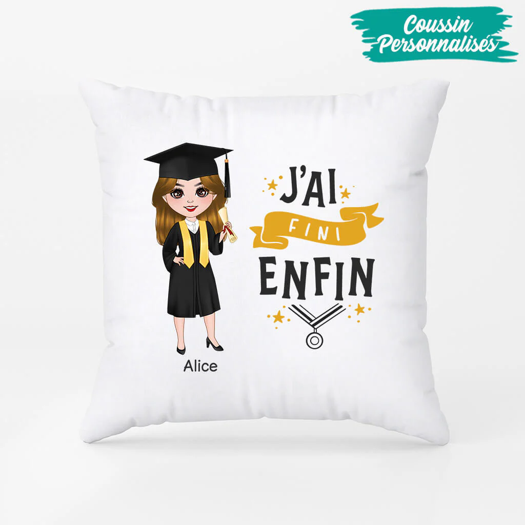 Coussin J'ai Enfin Fini Personnalisé - Image 2