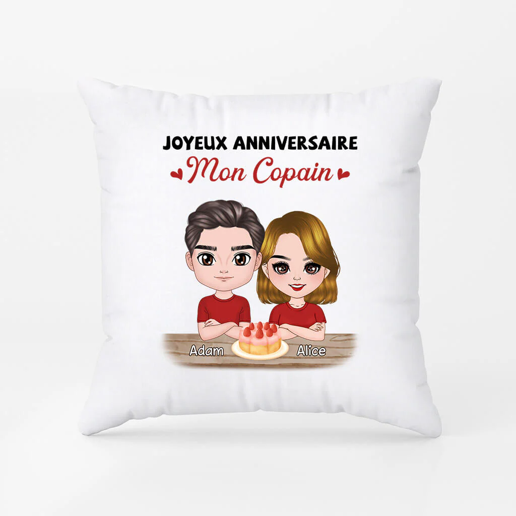 Coussin Personnalisé Anniversaire Pour Couple - Joyeux Anniversaire Mon Copain