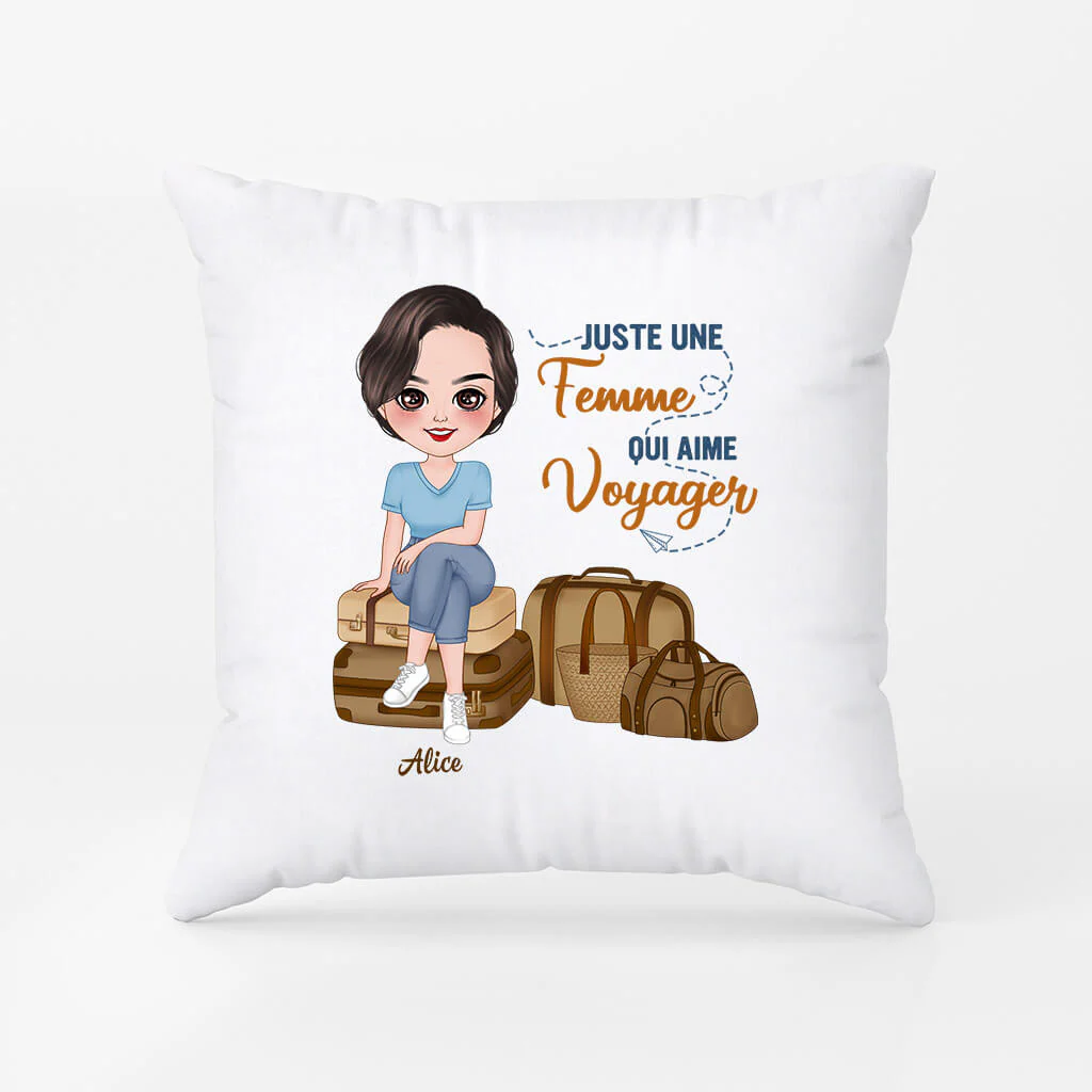 Coussin Juste Une Fille Qui Aime Le Voyage Personnalisé - Image 2