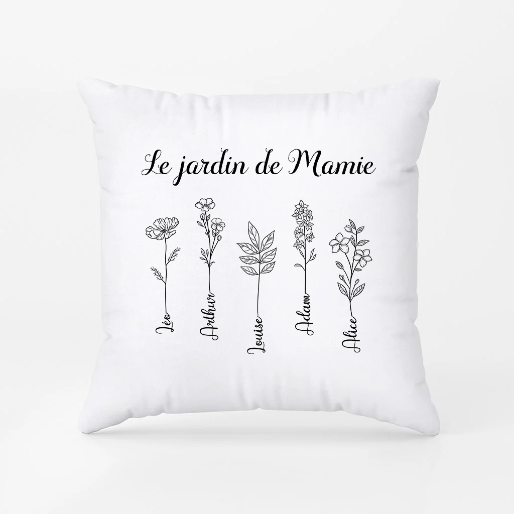 Coussin Personnalisé Maman - Le Jardin de Maman Dessin Au Crayon - Image 2
